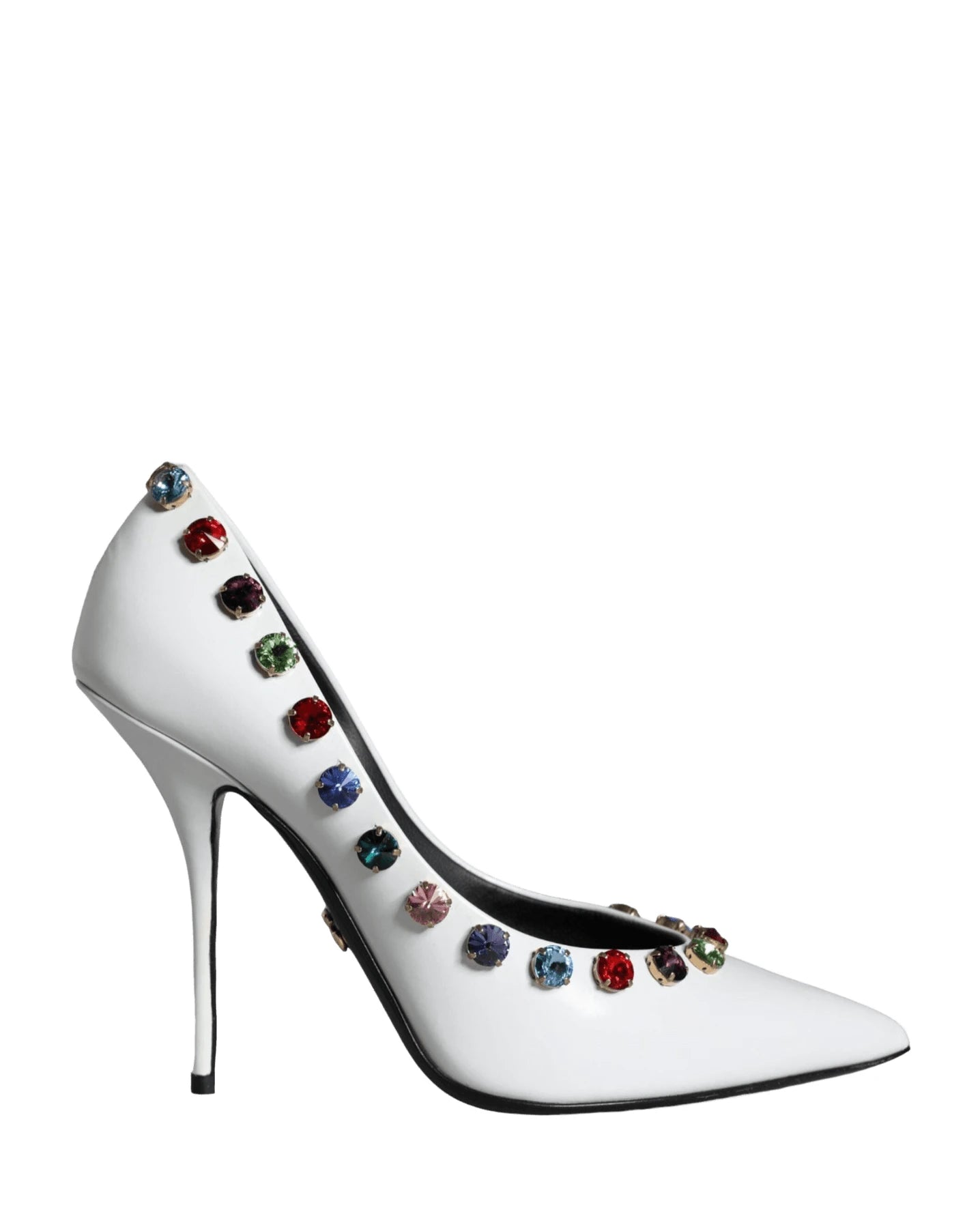 Dolce & Gabbana White Crystal Leather High Heels Pumps Shoes Heels