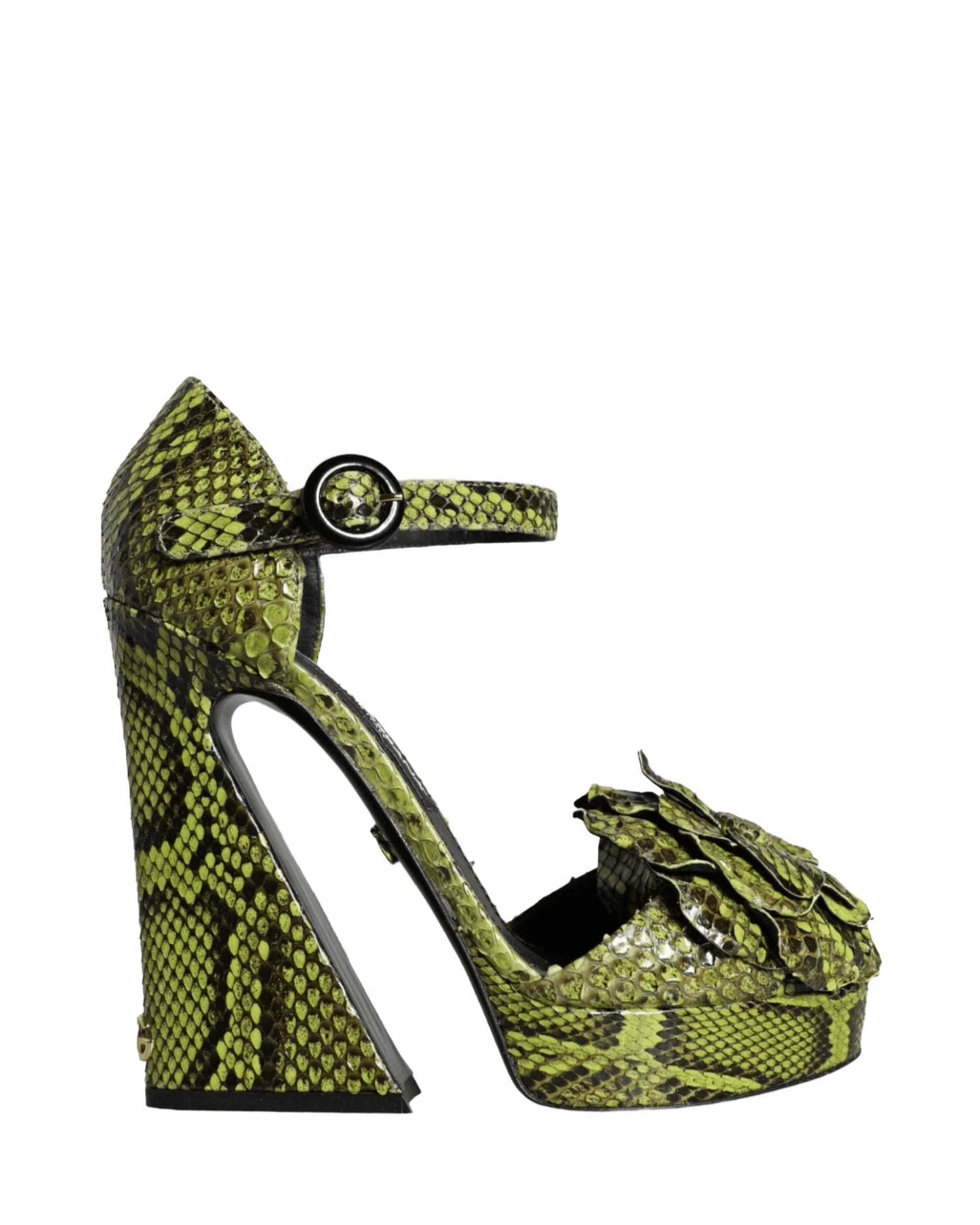 Dolce & Gabbana Green Exotic Leather Ankle Strap Heels Sandals Shoes Heels