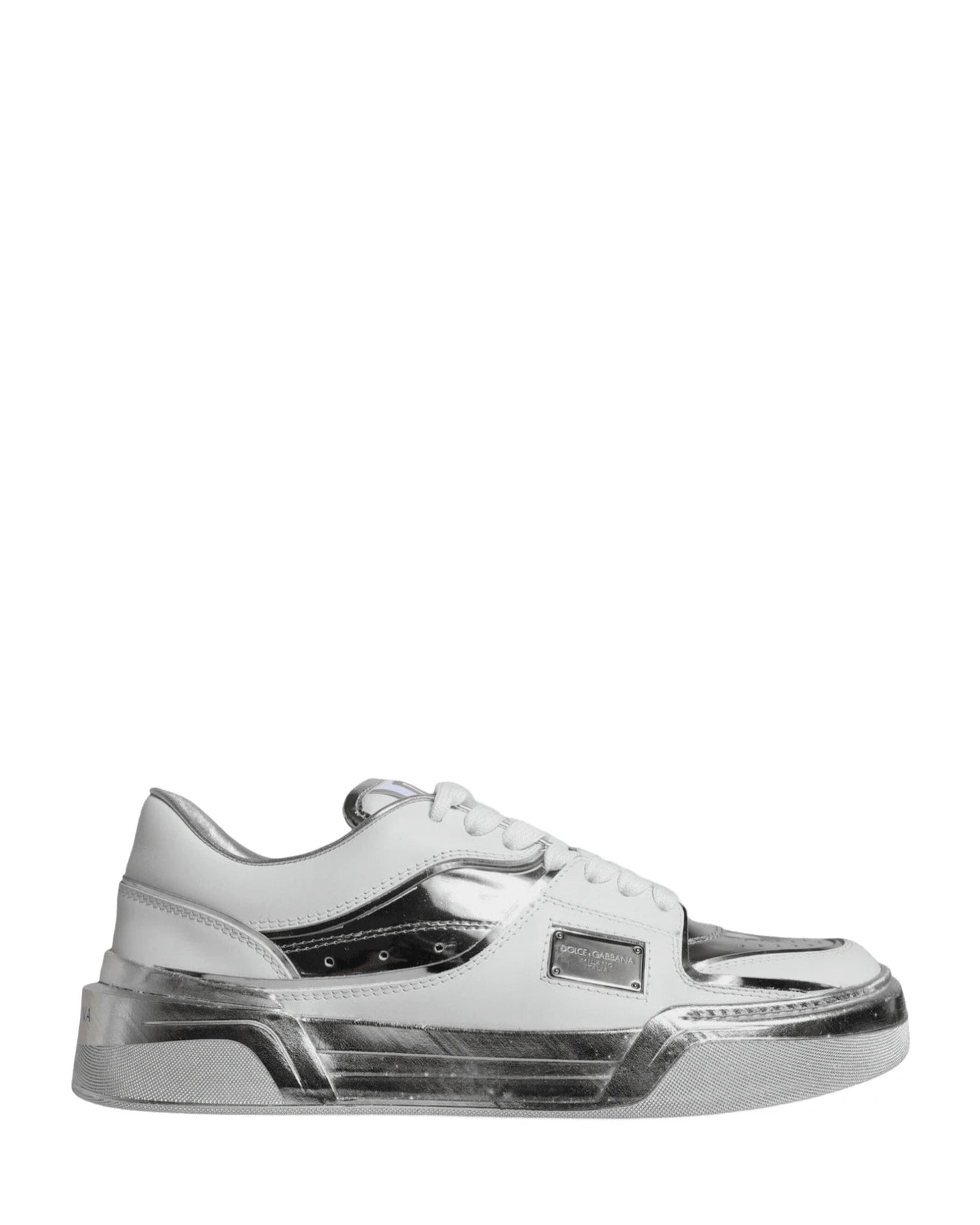 Dolce & Gabbana White Leather Low Top Sneakers Shoes Sneakers