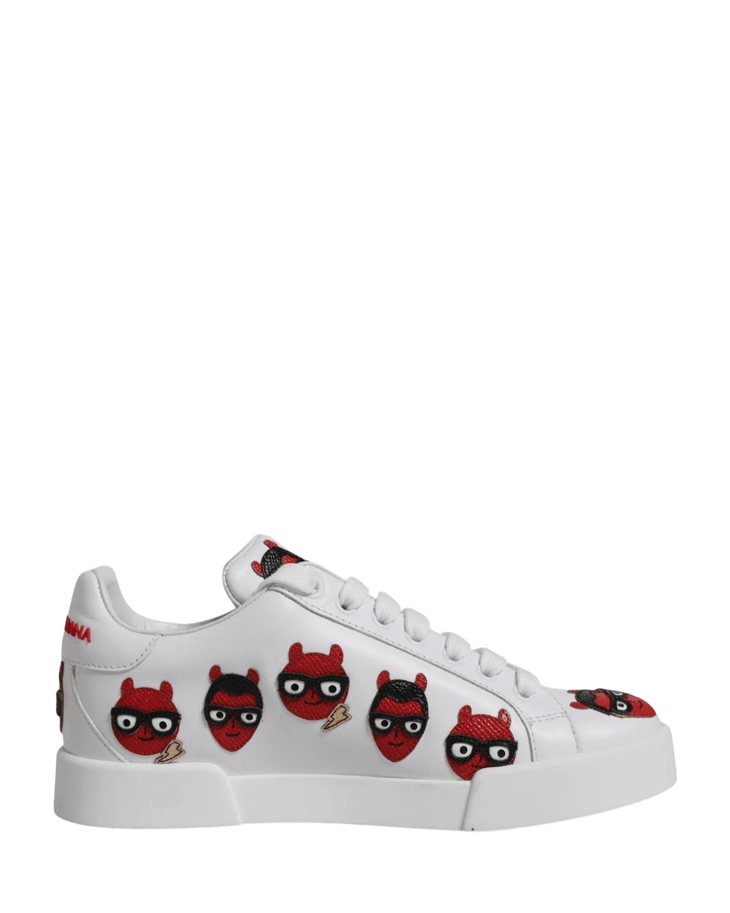 Dolce & Gabbana White Devil Face Portofino Sneakers Shoes Sneakers