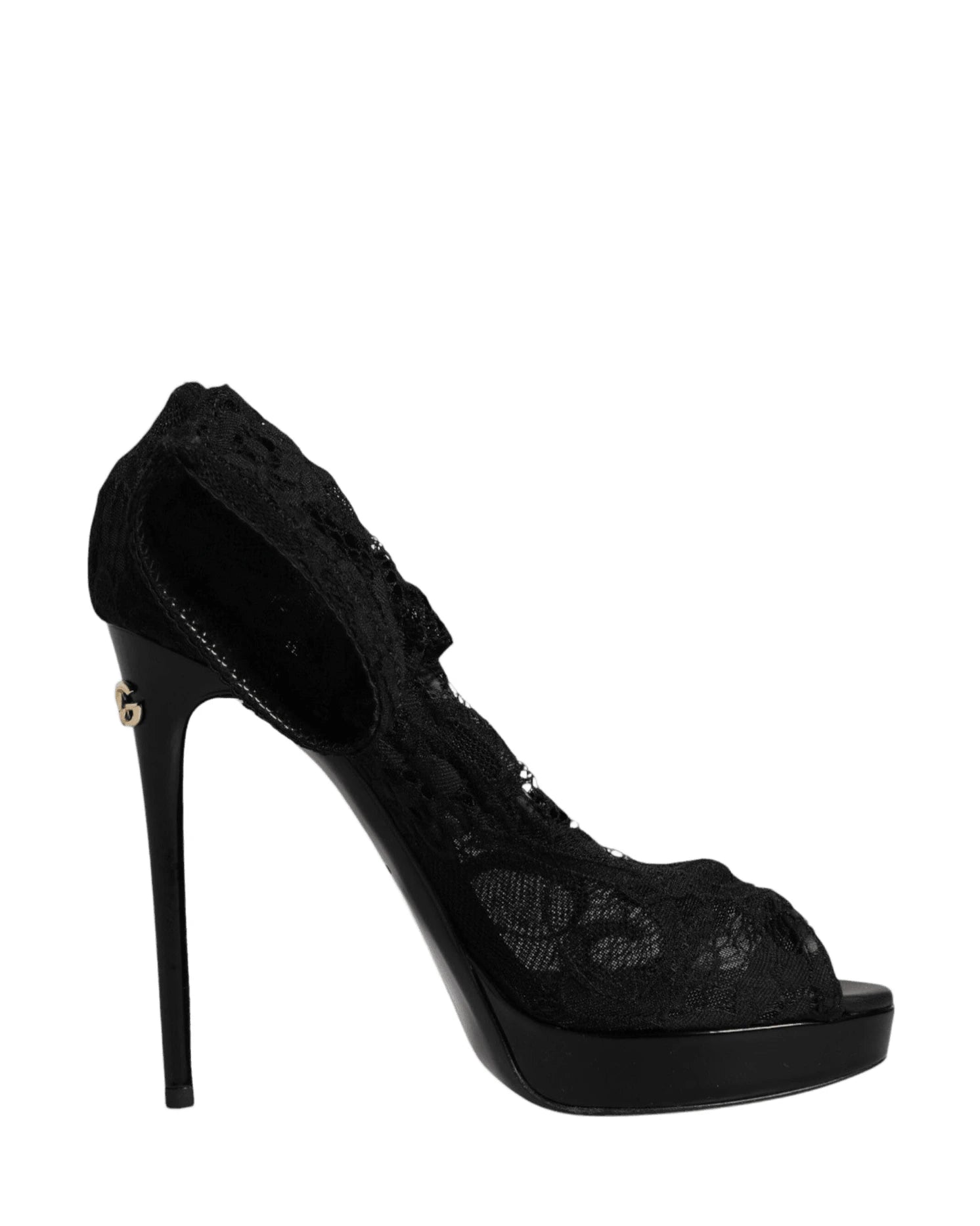 Dolce & Gabbana Black Stretch Taormina Lace Boots Shoes Boots