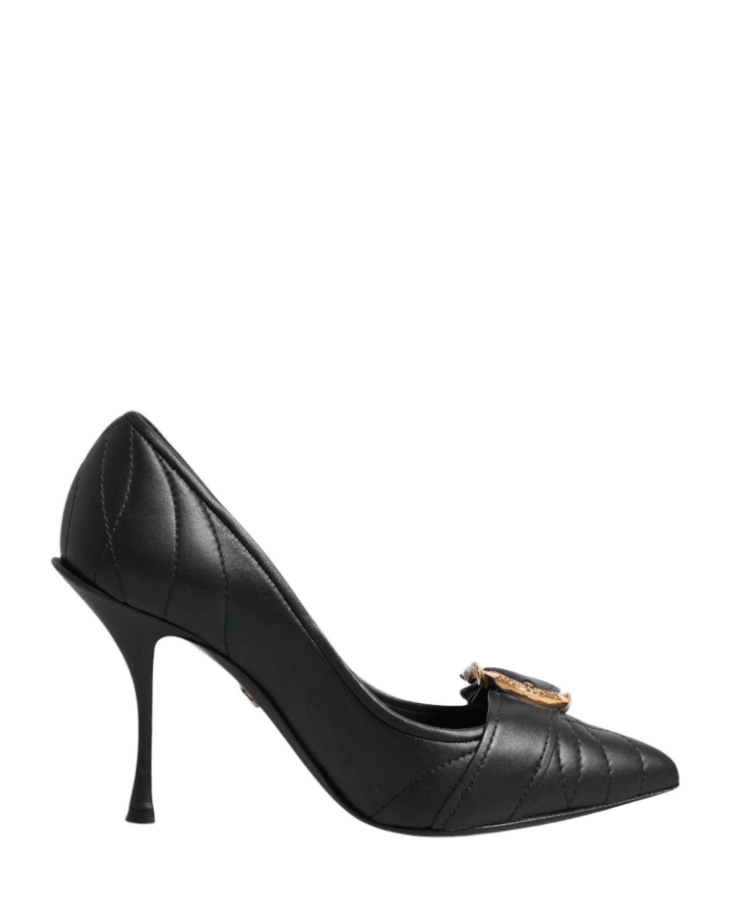 Dolce & Gabbana Black Leather Devotion Heels Pumps Shoes