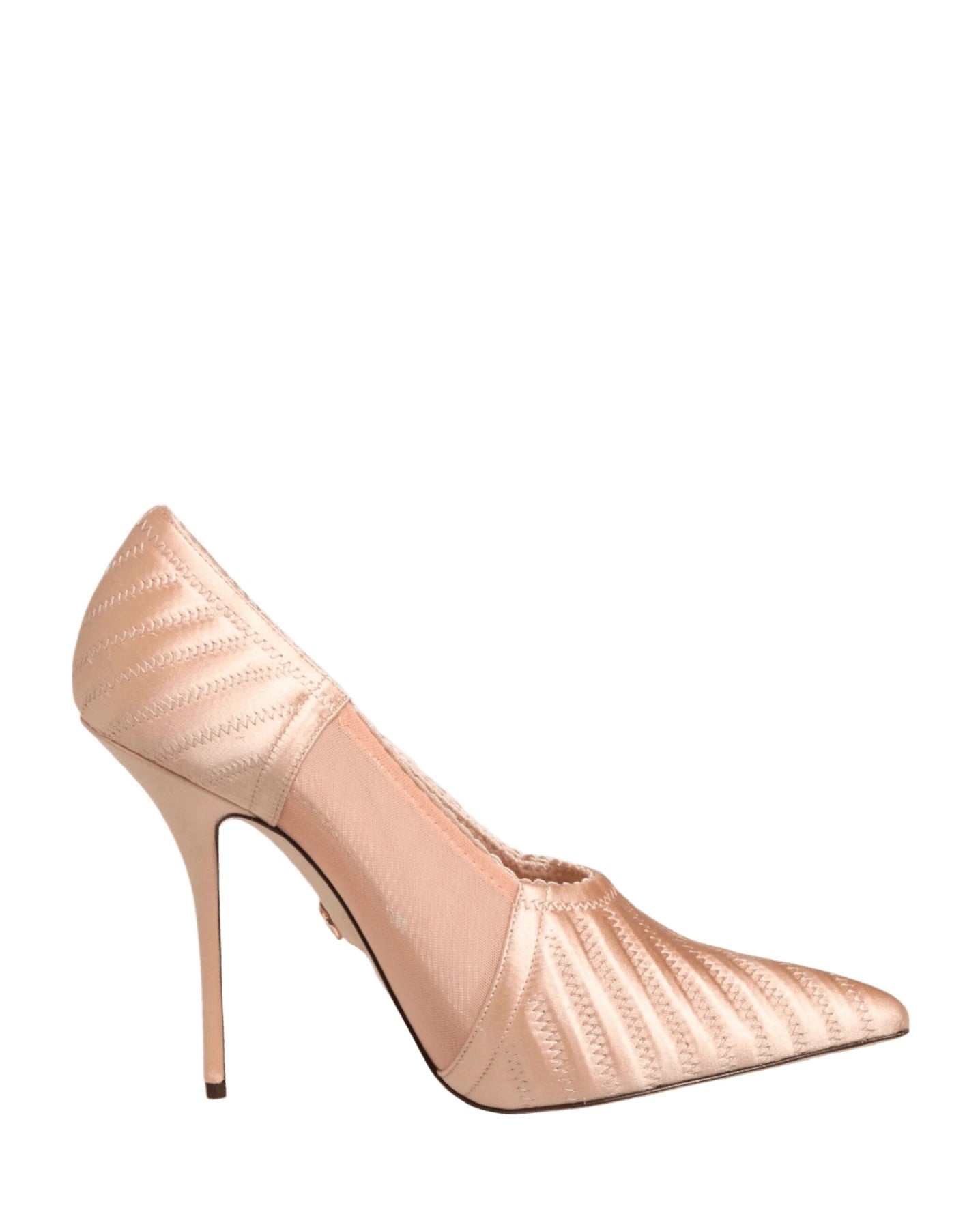 Dolce & Gabbana Nude Satin Cipria Mesh Stiletto Pumps Shoes Heels