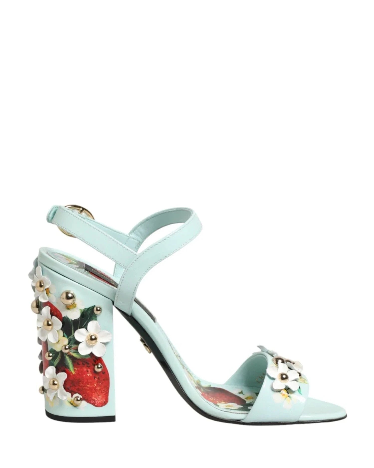 Dolce & Gabbana Green Mint Floral Studs Heels Sandals Shoes Sandals