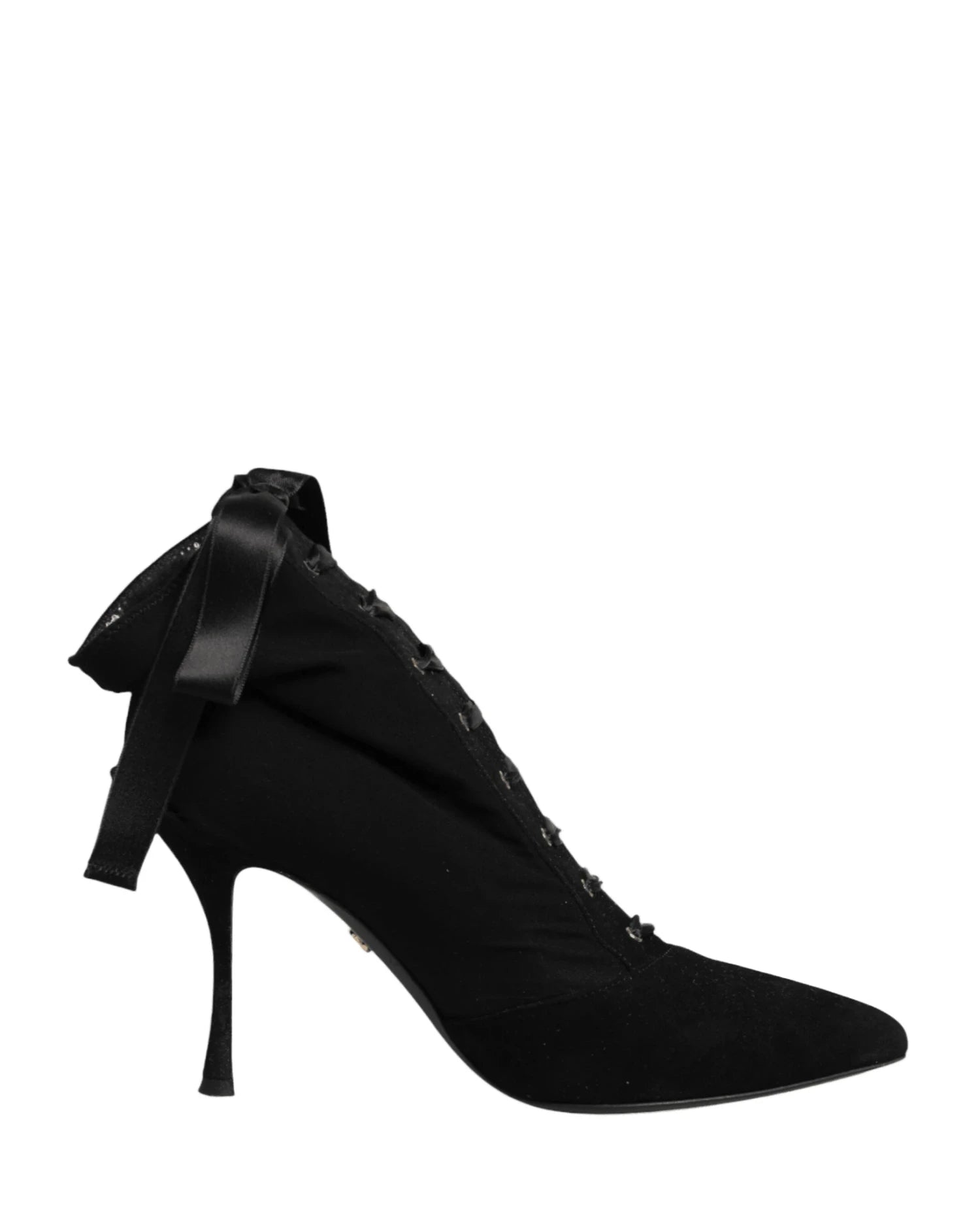 Dolce & Gabbana Black Lace Stiletto Heels Up Boots Shoes Boots