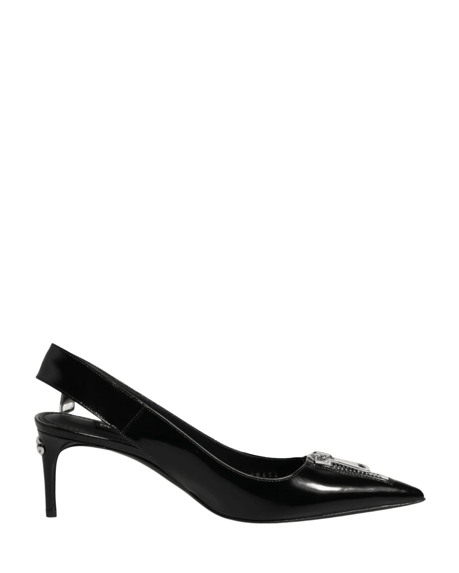 Dolce & Gabbana Black Leather Zipper Heels Slingbacks Shoes Heels