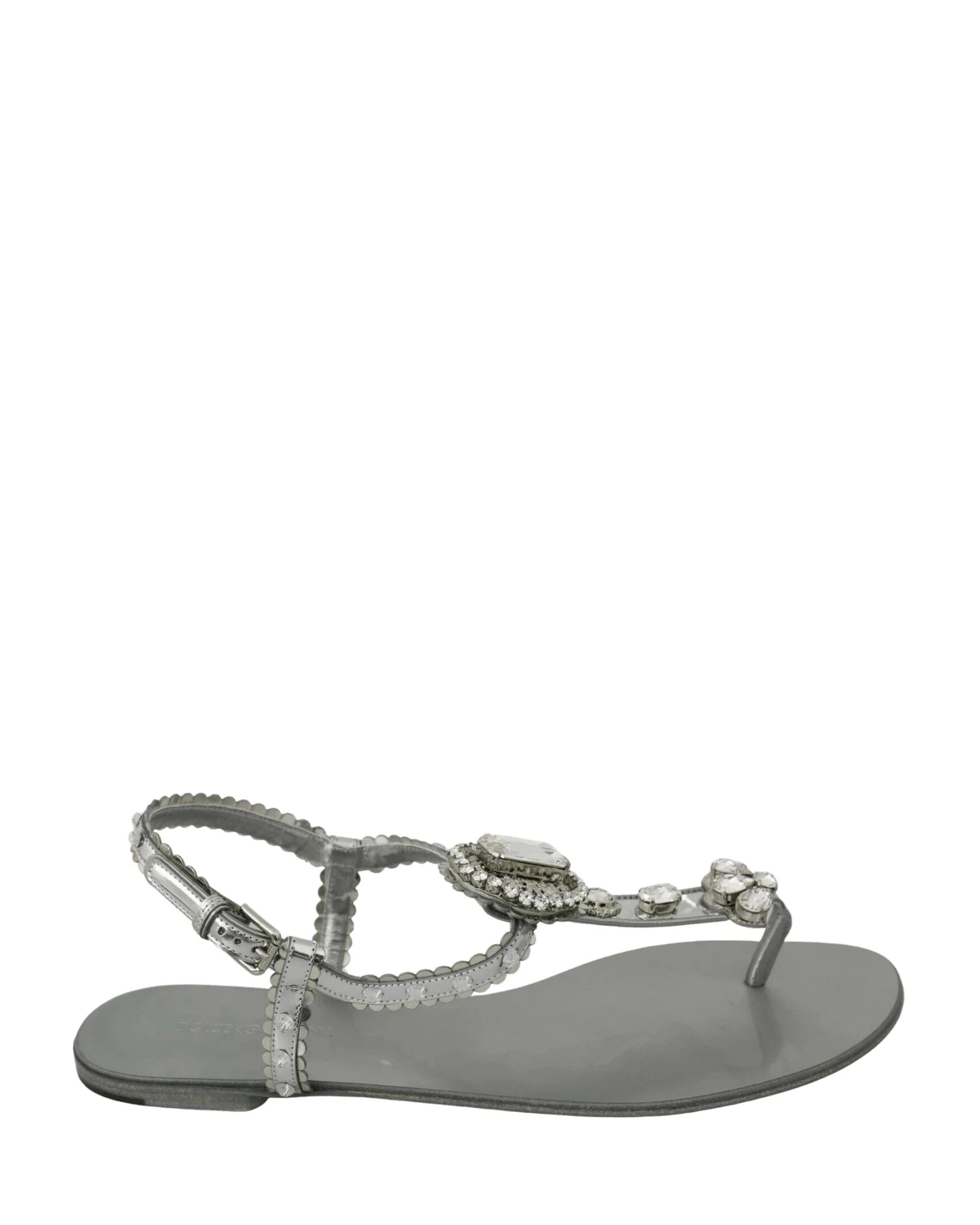 Dolce & Gabbana Silver And Crystal Sandals Flip Flops Shoes Sandals