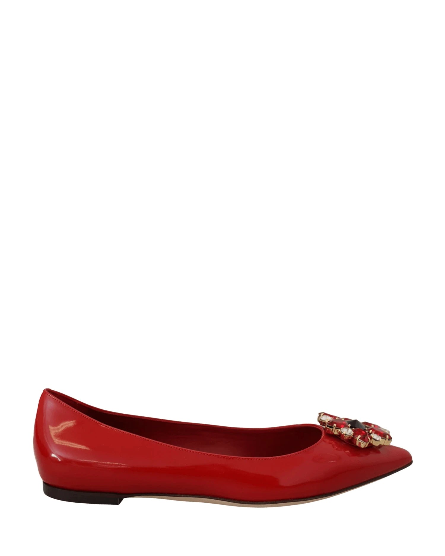 Dolce & Gabbana Red Leather Crystals Loafers Flats