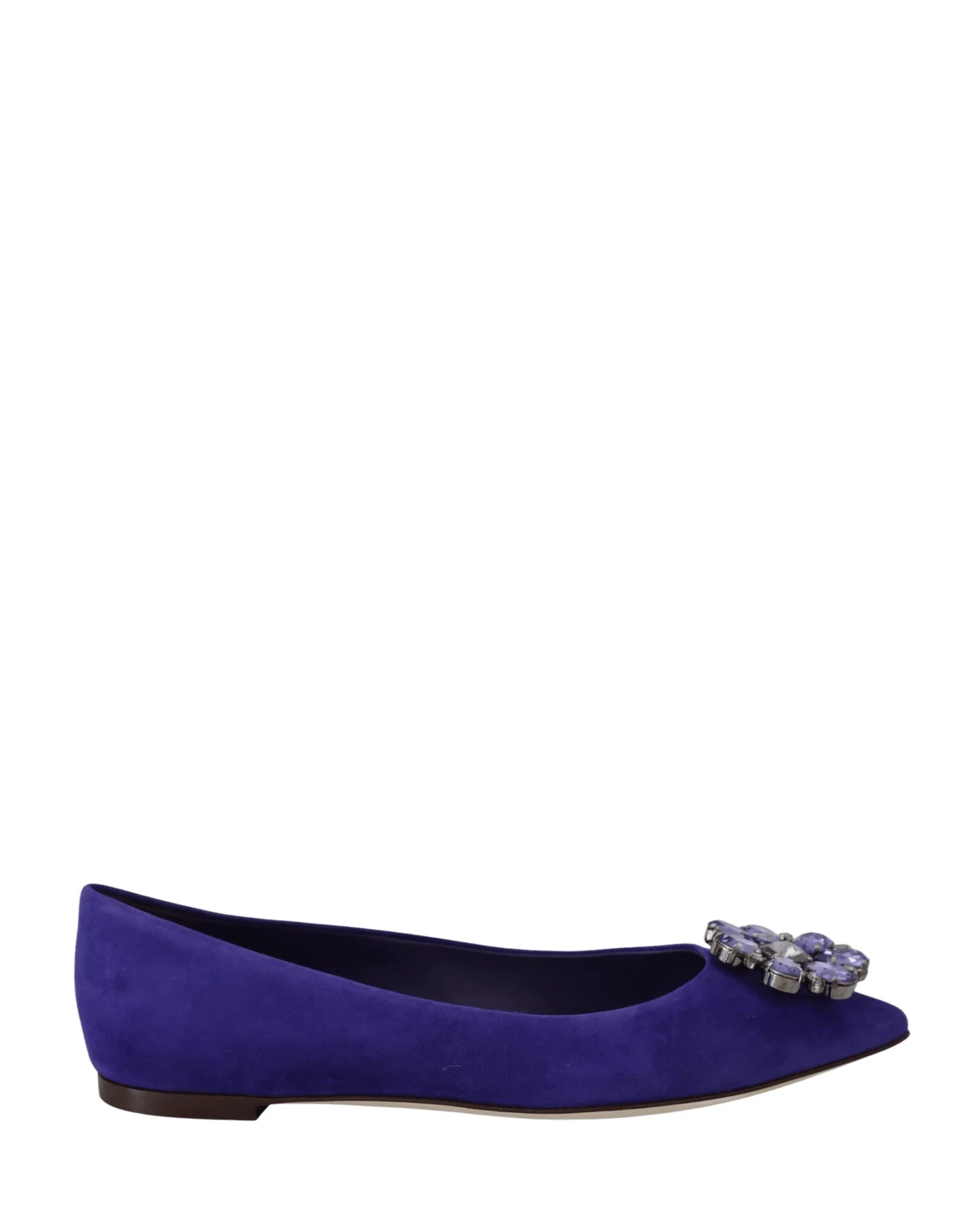 Dolce & Gabbana Purple Suede Crystals Loafers Flats