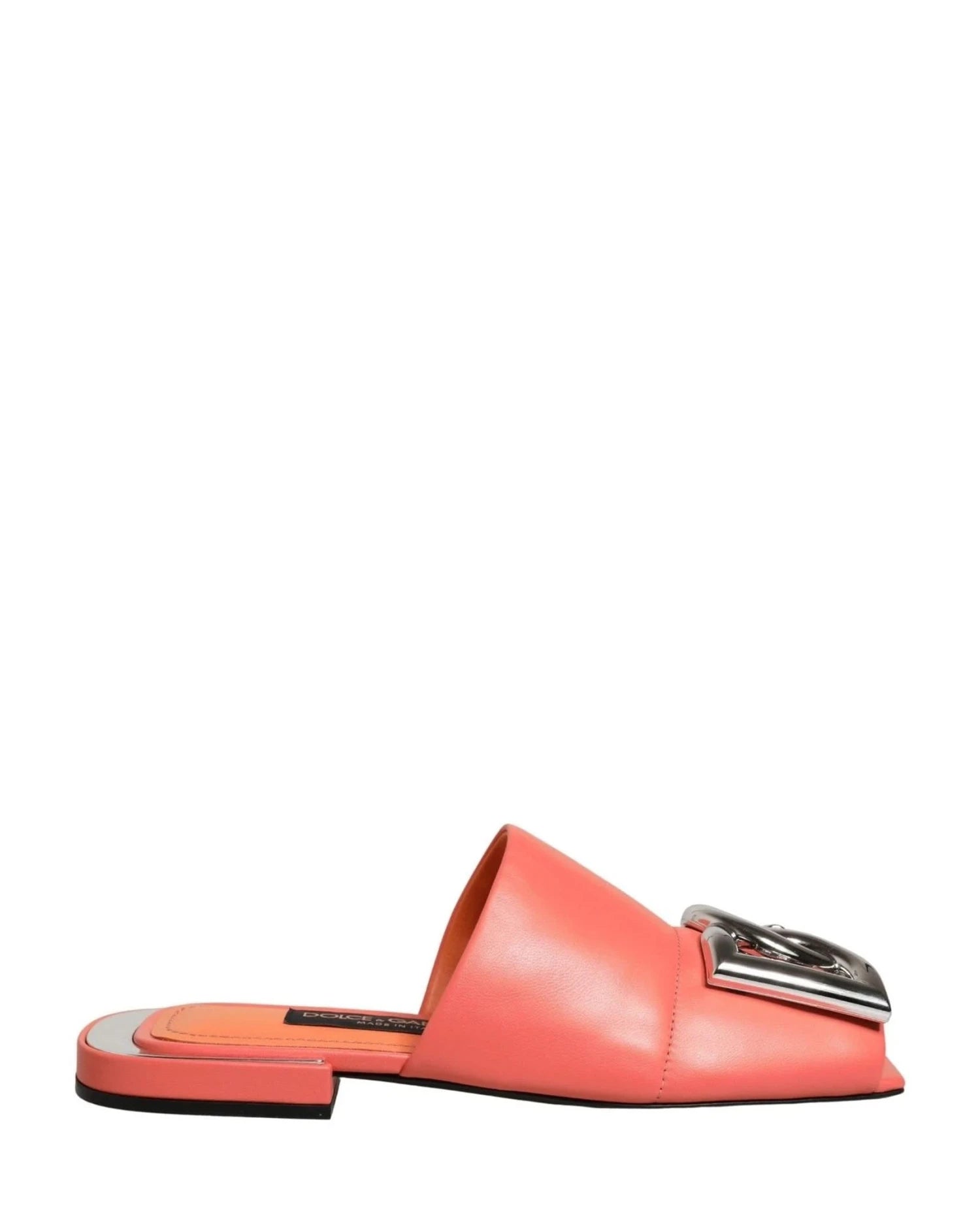 Dolce & Gabbana Orange Leather Dg Logo Flats 