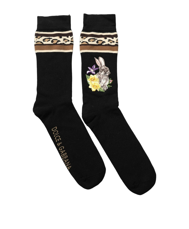 Dolce & Gabbana Crew Sock in black, Virgin Wool — view 3