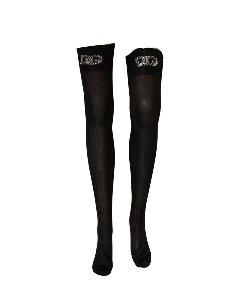 Dolce & Gabbana Hold Up Sock in black, Viscose — view 5