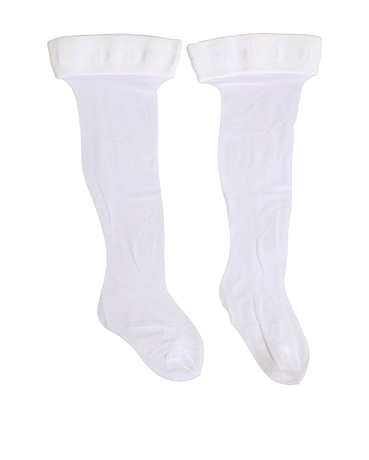 Dolce & Gabbana Knee Sock in white, Nylon — view 3