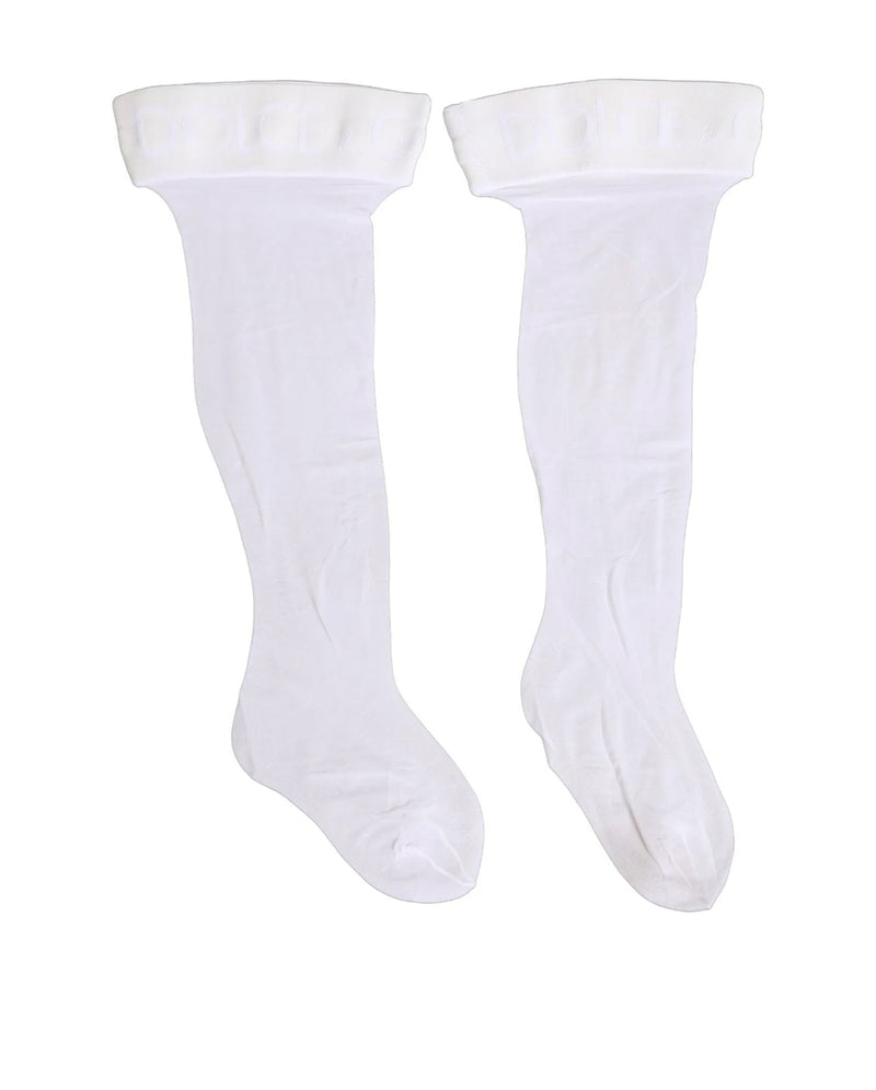 Dolce & Gabbana Knee Sock in white, Nylon — view 4