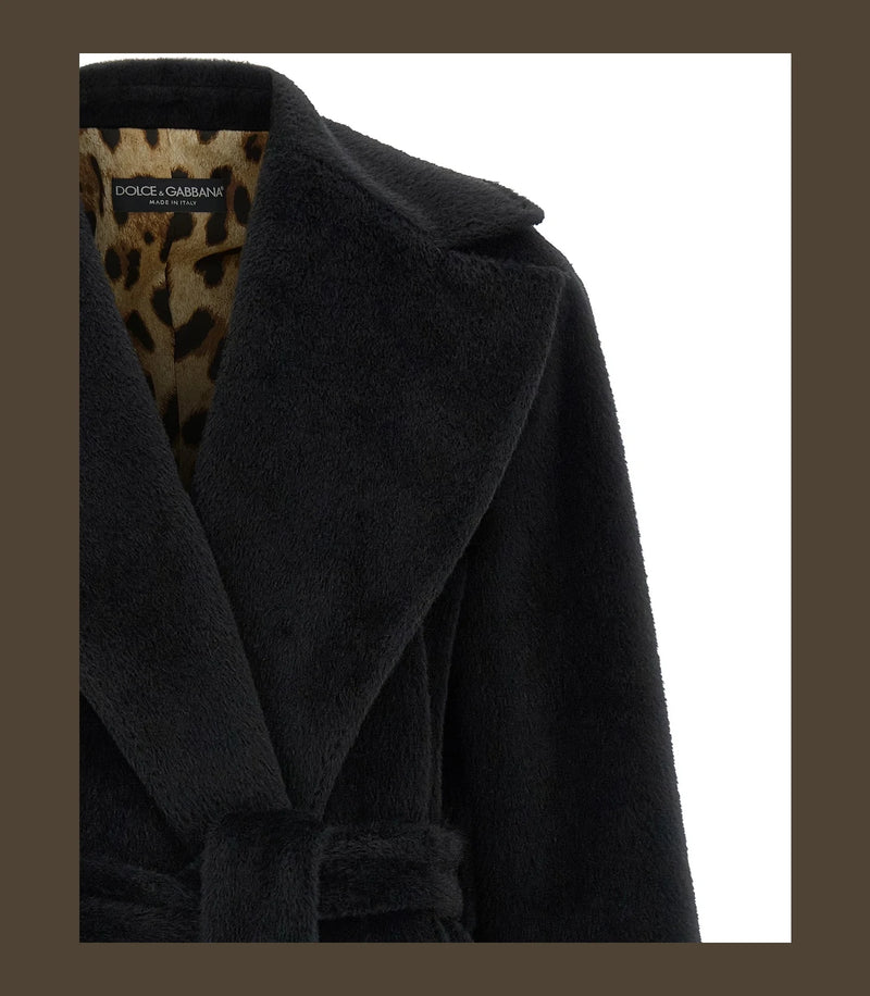 Dolce & Gabbana Wrap Coat in black — view 3