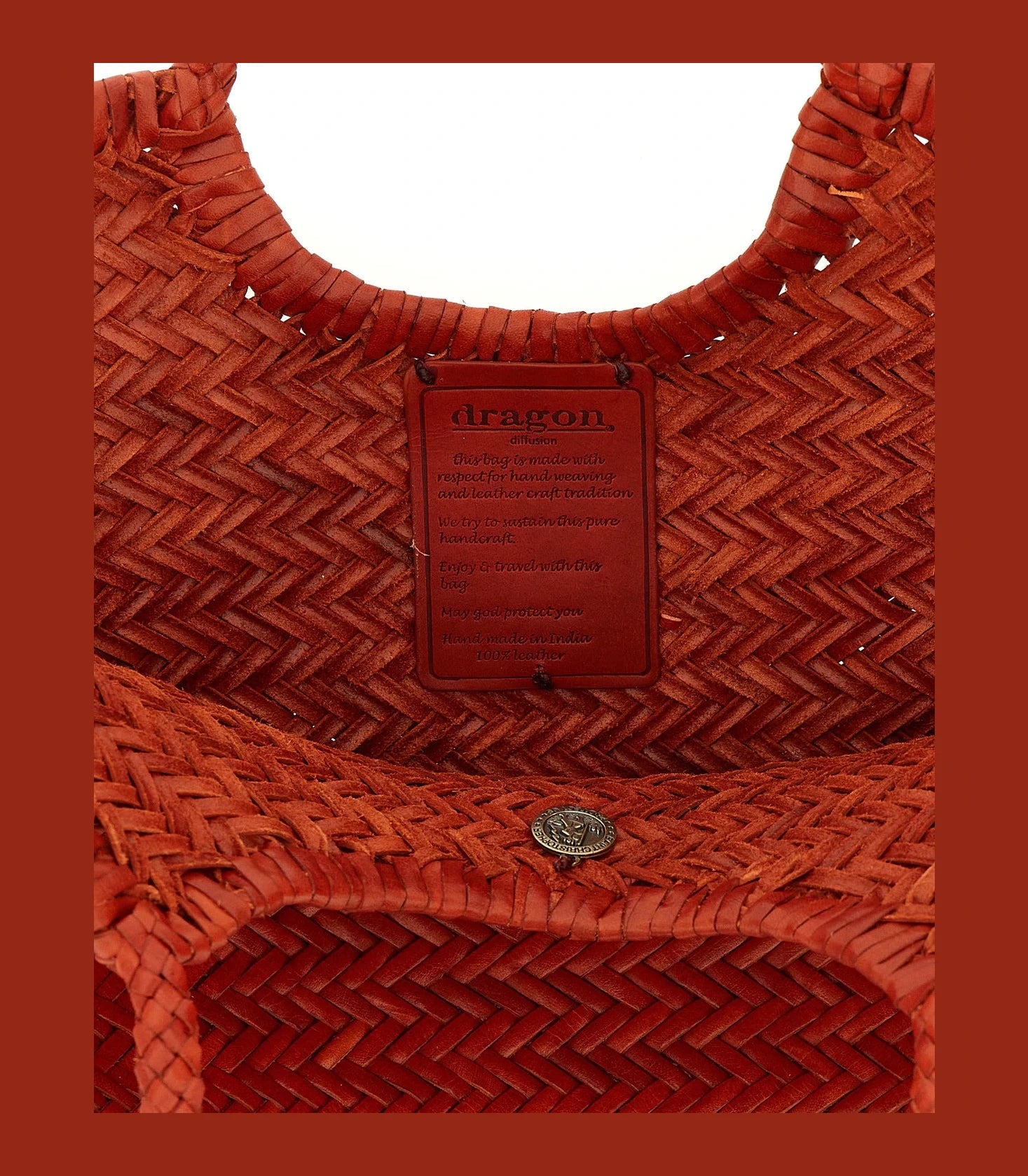 Dragon Diffusion Tote Bag in orange, Calfskin Leather — view 4