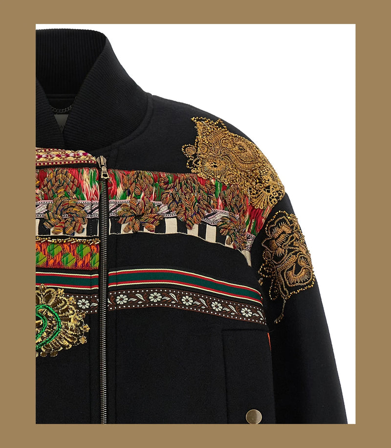 Dries Van Noten Bomber Jacket in multicolor, Wool — view 3