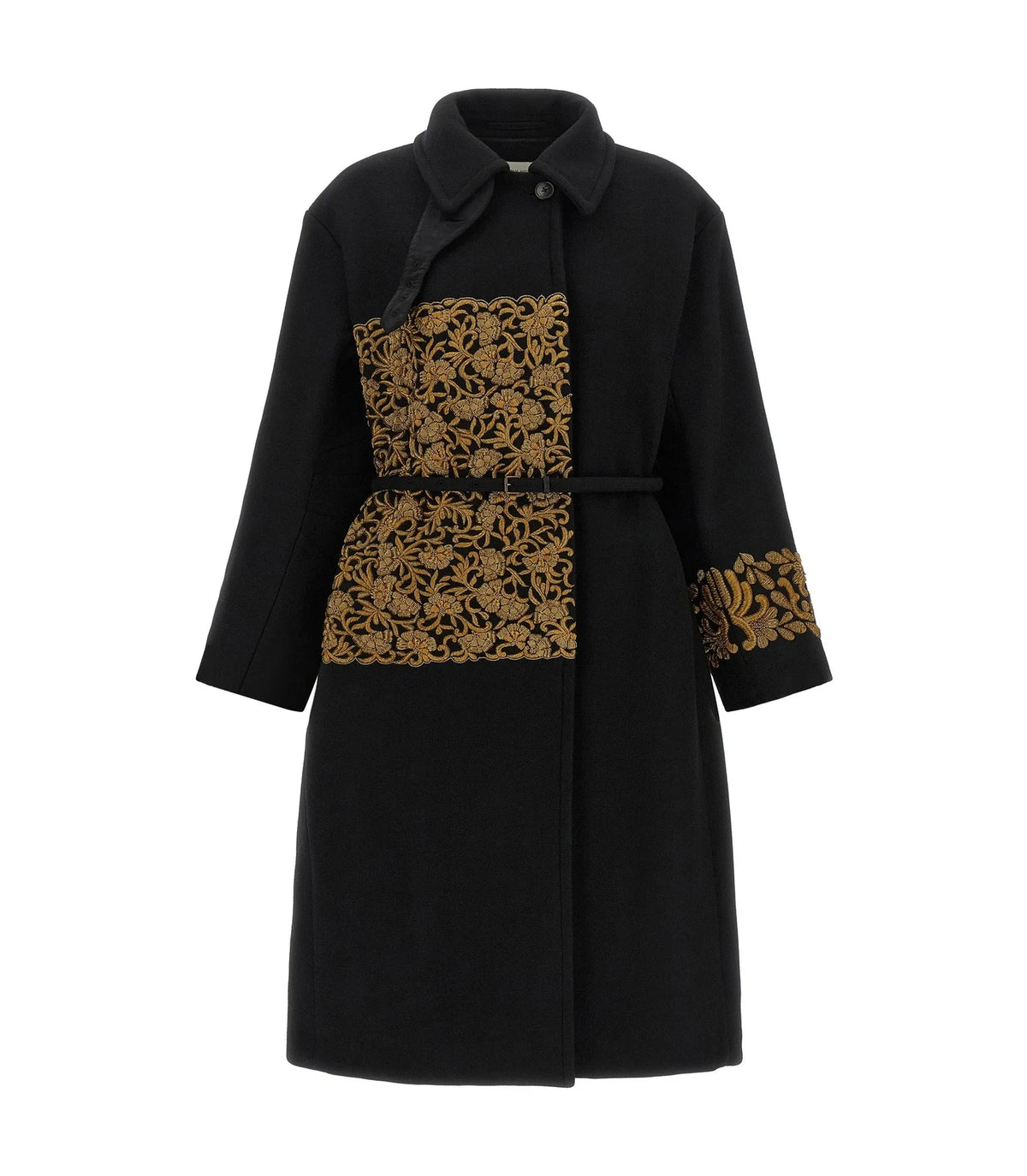 Dries Van Noten Overcoat in black, Wool