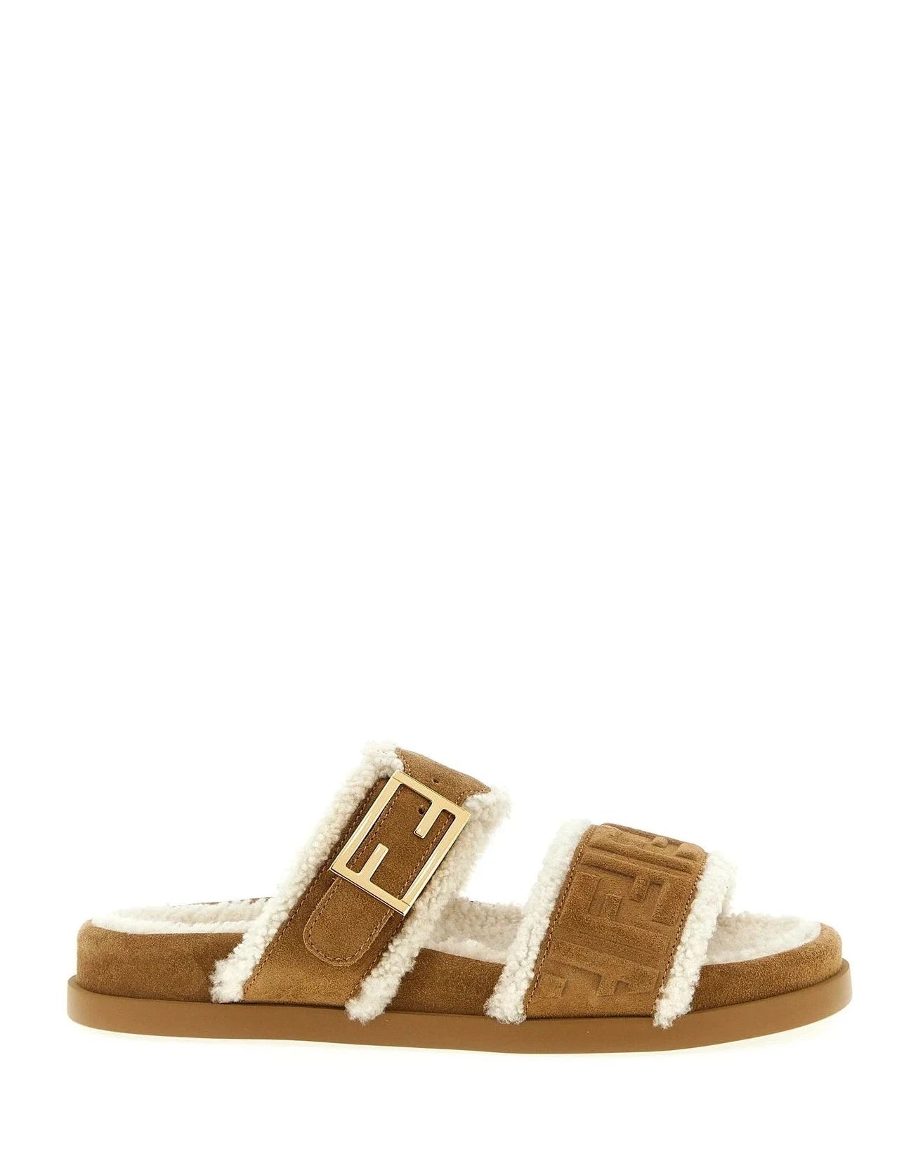 Fendi Slides in beige, Calfskin Leather