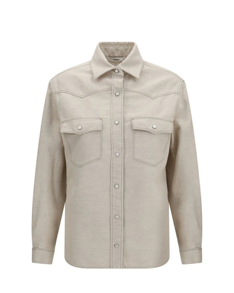 Fendi Dress Shirt in beige, Cotton