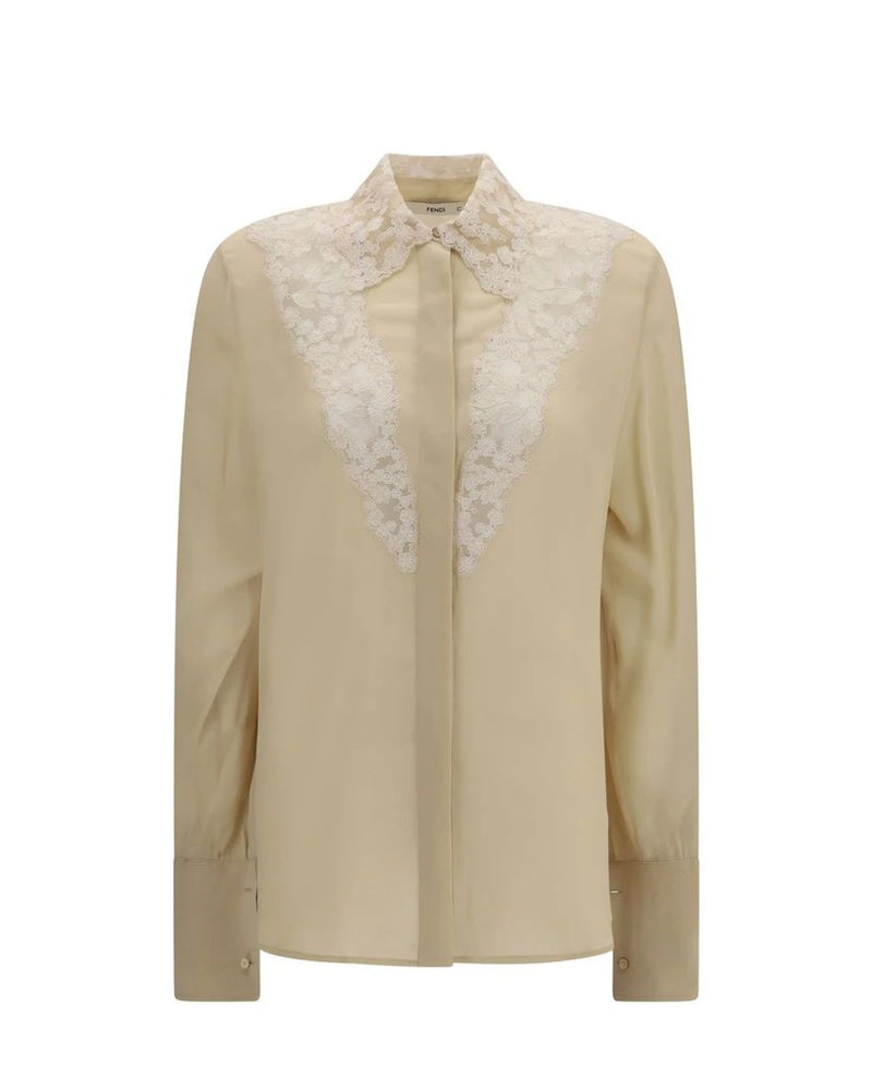 Fendi Dress Shirt in beige, Silk