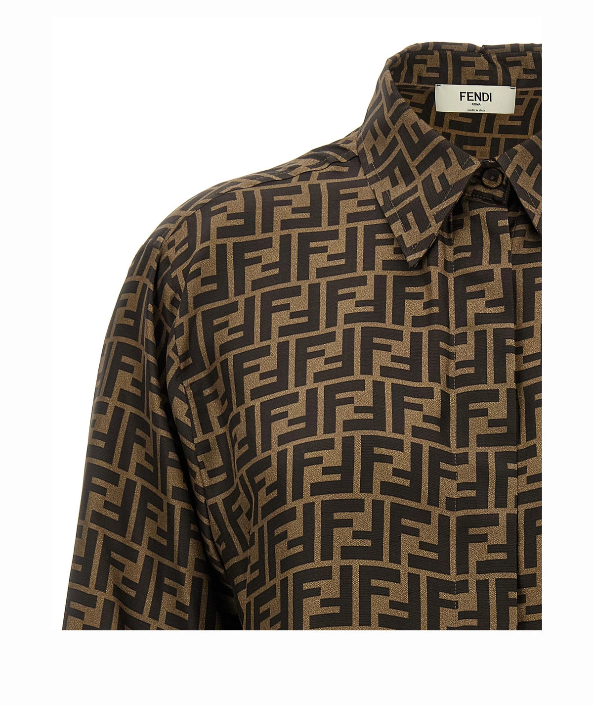 Fendi Dress Shirt in brown, Silk — view 3