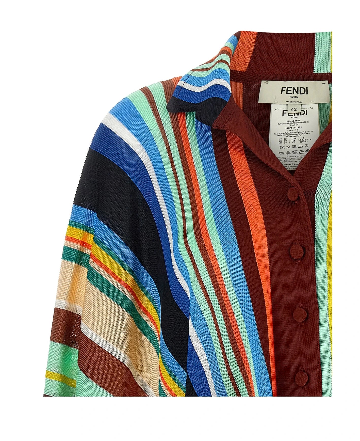Fendi Wrap Coat in multicolor, Viscose — view 3