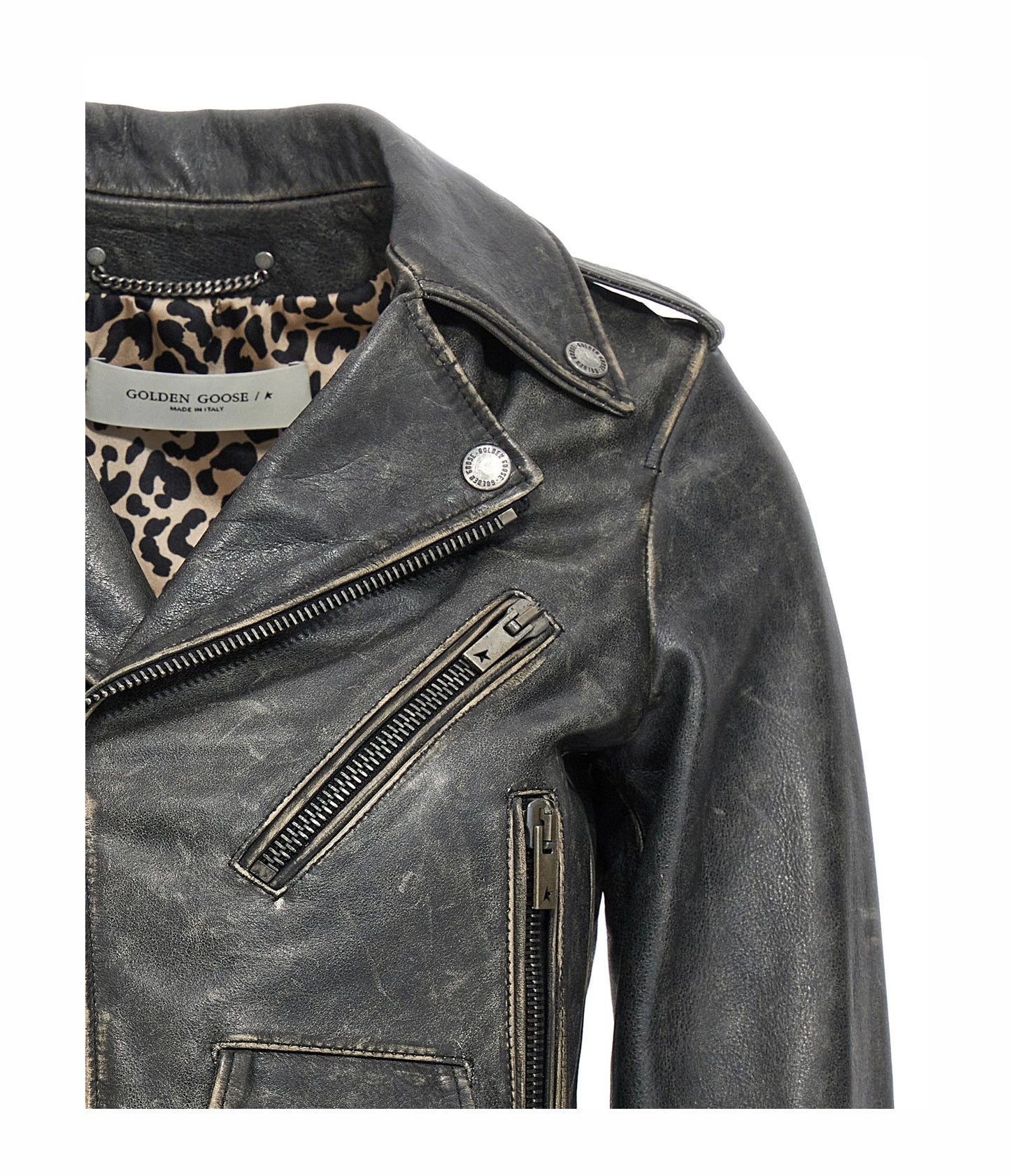 Golden Goose Trucker Jacket in black, Leather — view 4