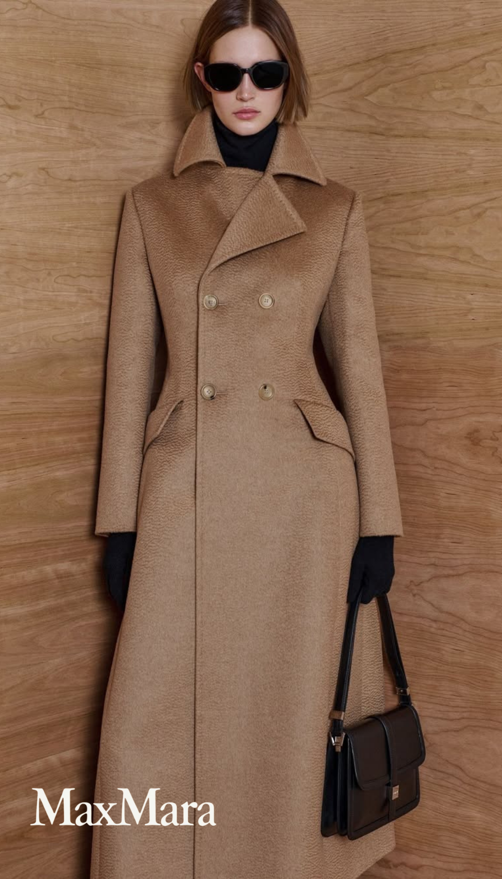 Max Mara Camel Long Double Breasted Coat