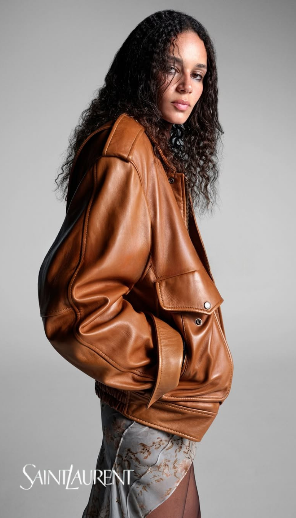 Saint Laurent Brown Leather Jacket