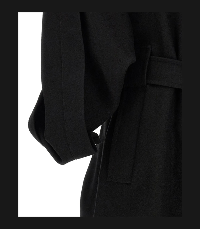 Issey Miyake Wrap Coat in black, Wool — view 4