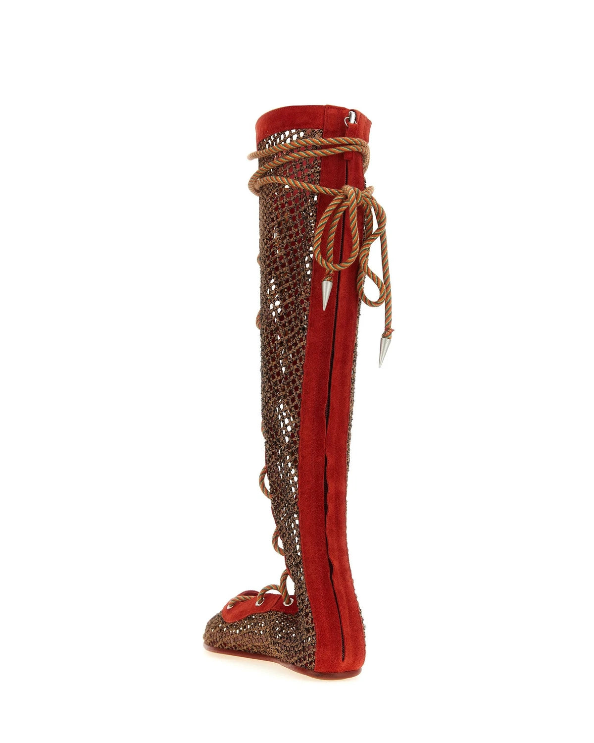 Kiko Kostadinov Knee High Boots in red, Polyester — view 3