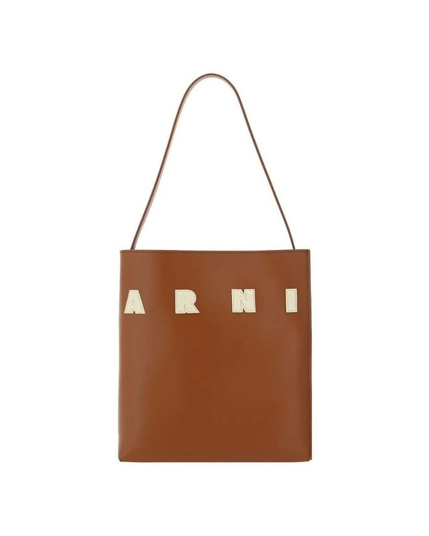 Marni Brown Calf Leather Bos Taurus Shoulder Bag 