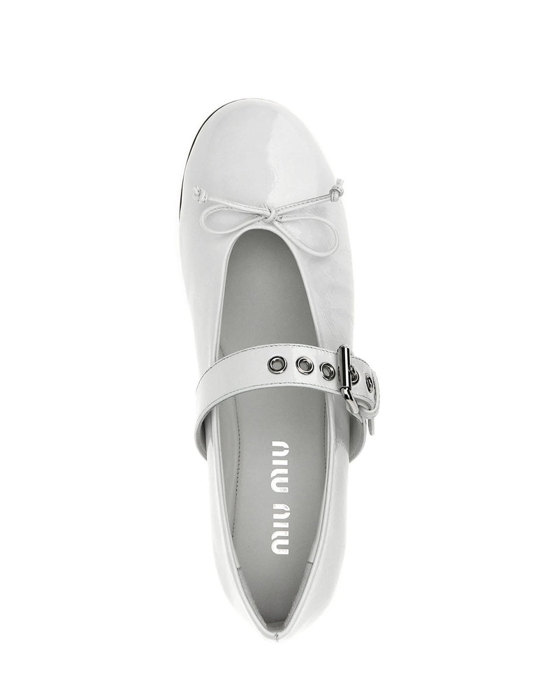 Miu Miu Ballet Flats in white, Calfskin Leather — view 4