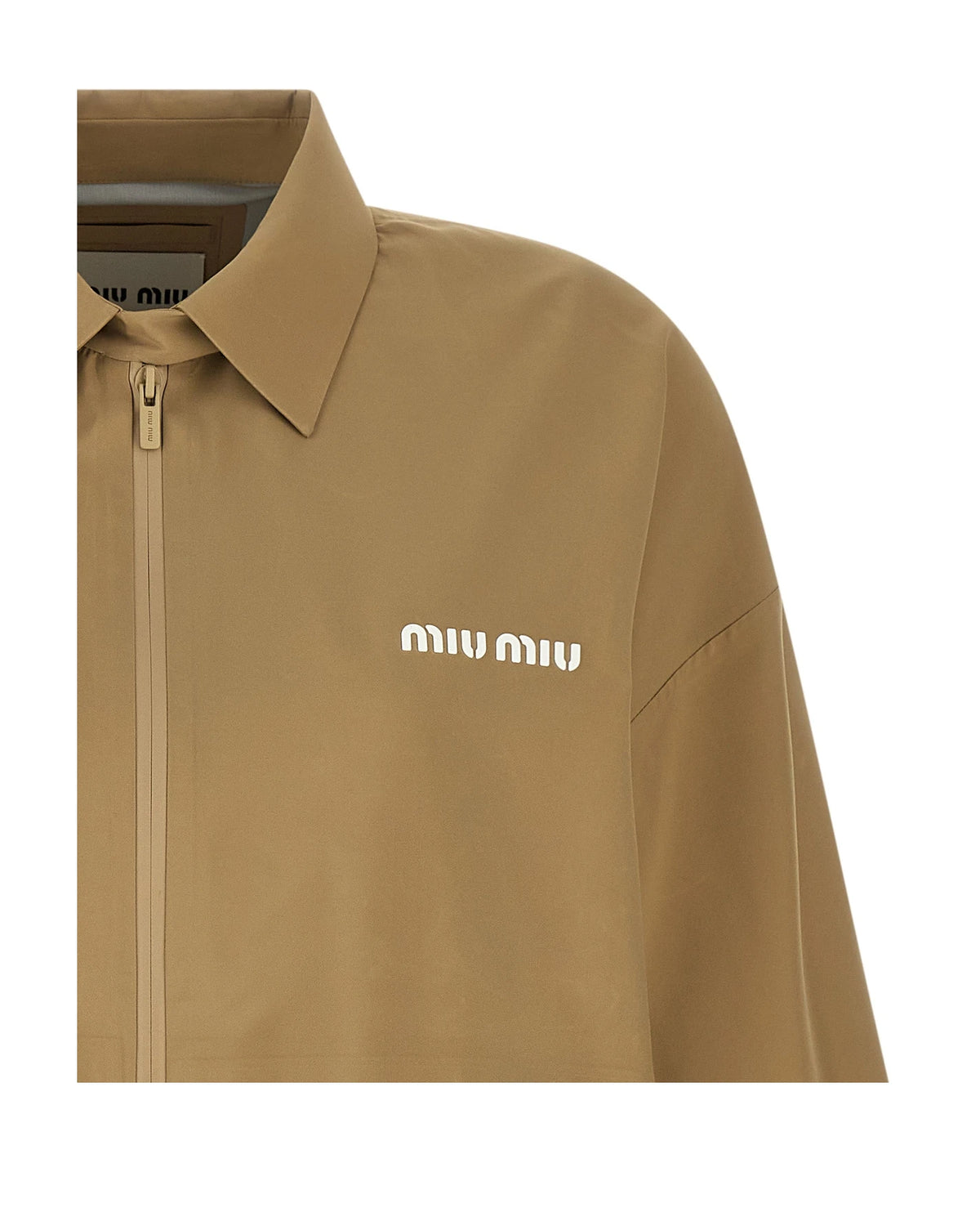 Miu Miu Bomber Jacket in beige, Recycled Polyester — view 3