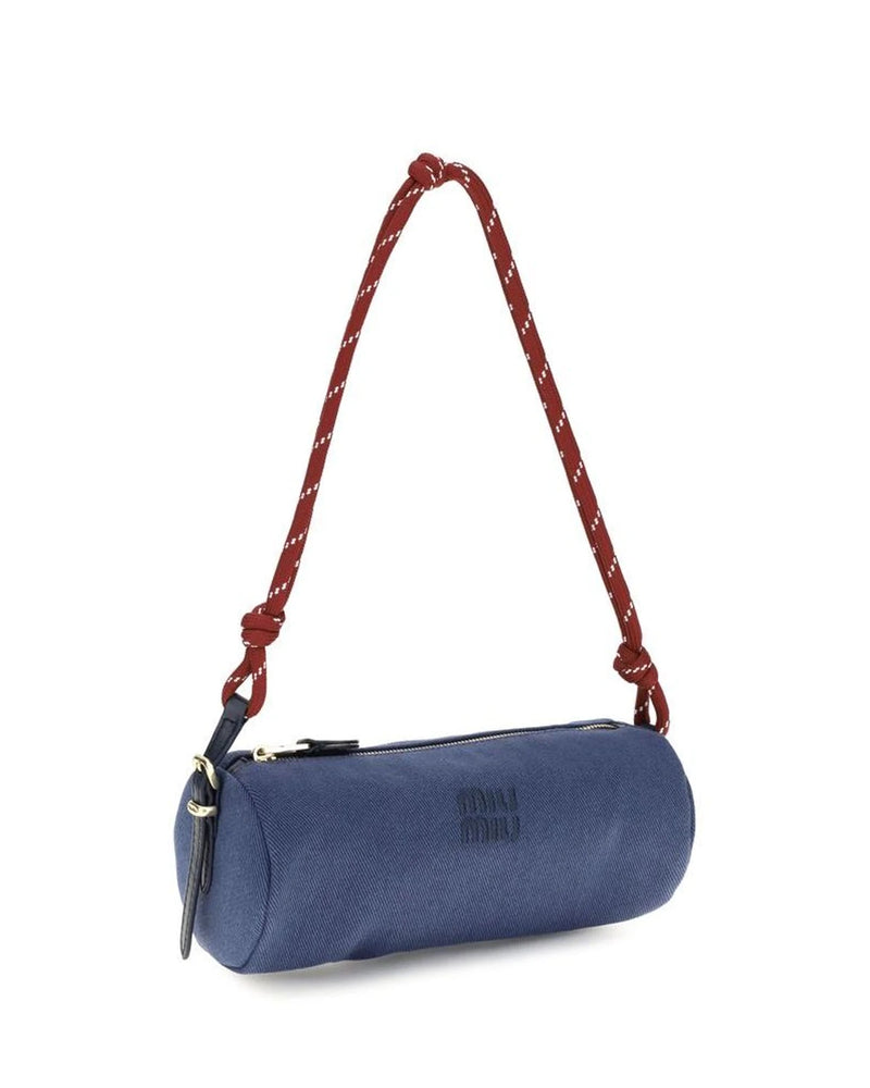 Miu Miu Cross Body Bag in blue, Cotton — view 2