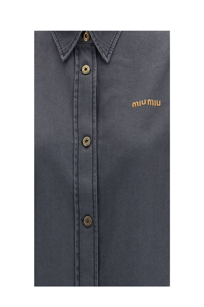 Miu Miu Dress Shirt in gray, Cotton — view 3