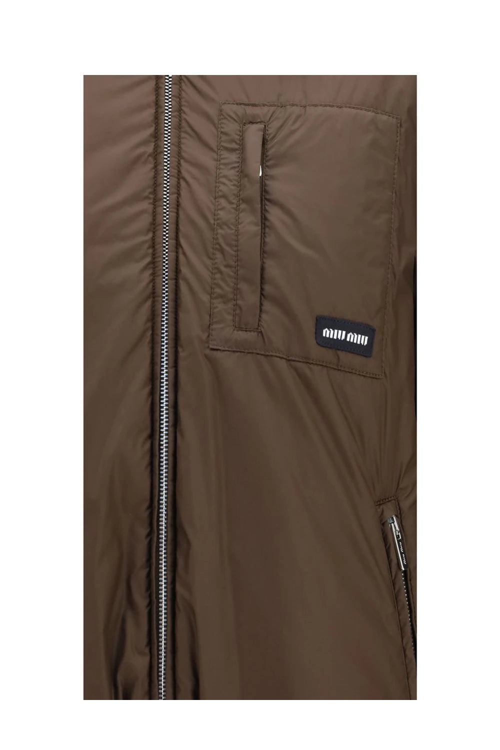 Miu Miu Puffer Jacket in brown, Recycled Polyamide — view 3