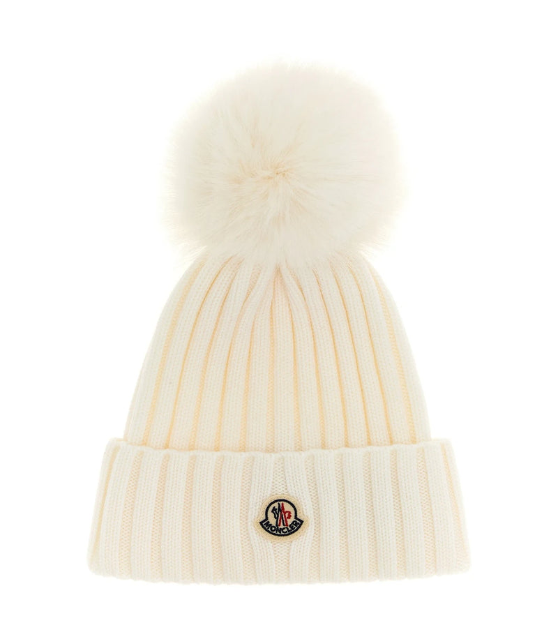 Moncler Winter Hat in white, Wool