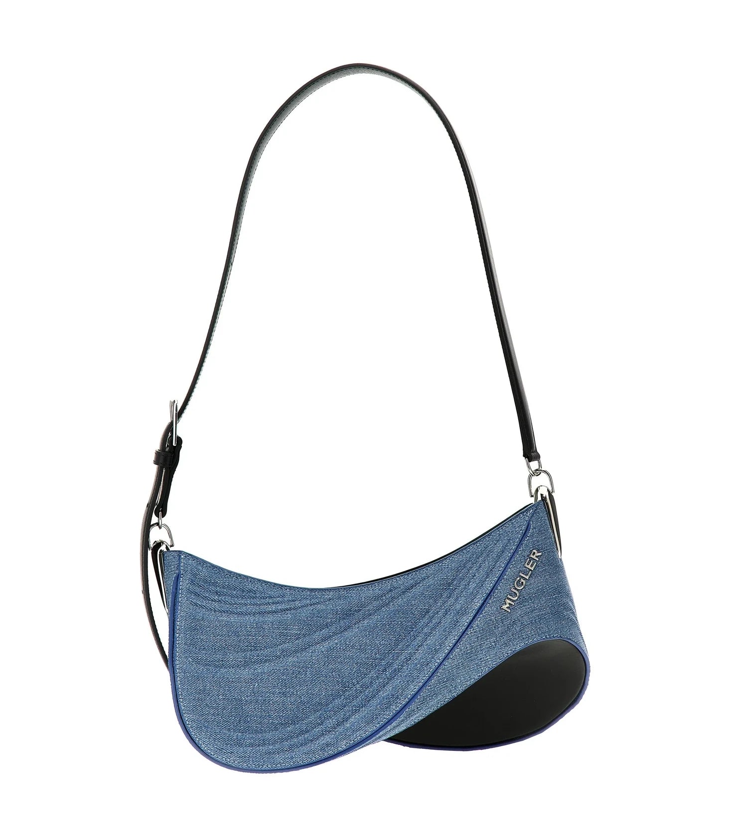 Mugler Shoulder Bag in blue, Calfskin Leather