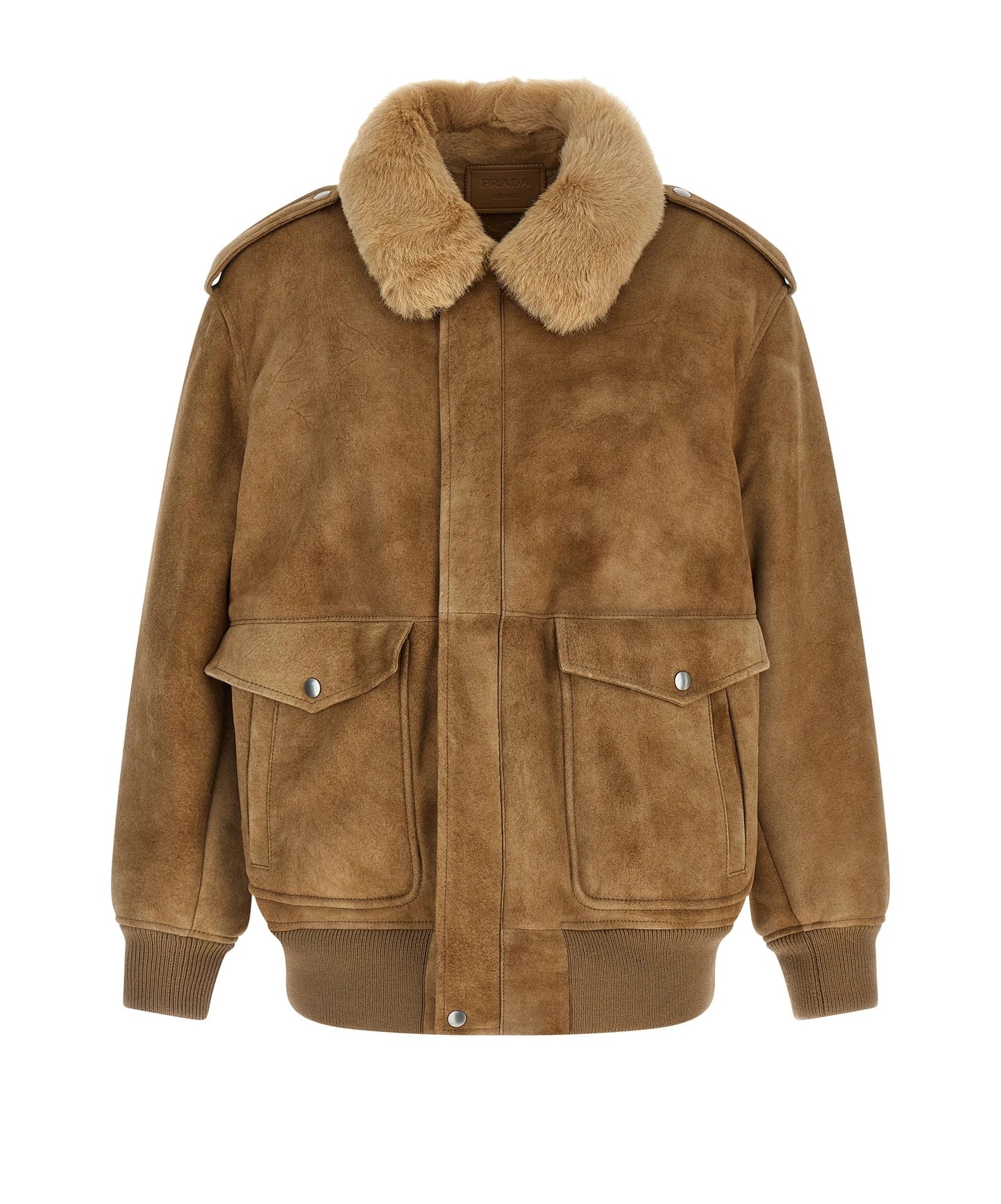 Prada Beige Lambskin Bomber Jacket