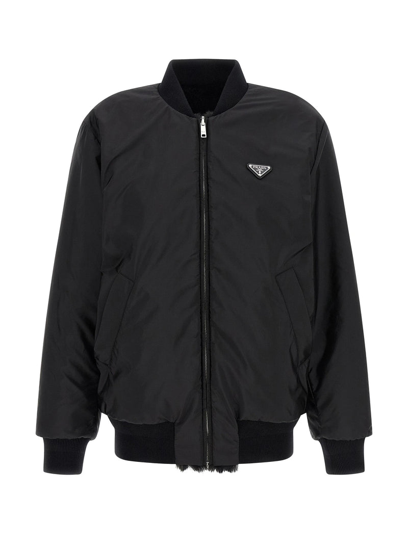Prada Bomber Jacket in black, Recycled Polyamide — view 2