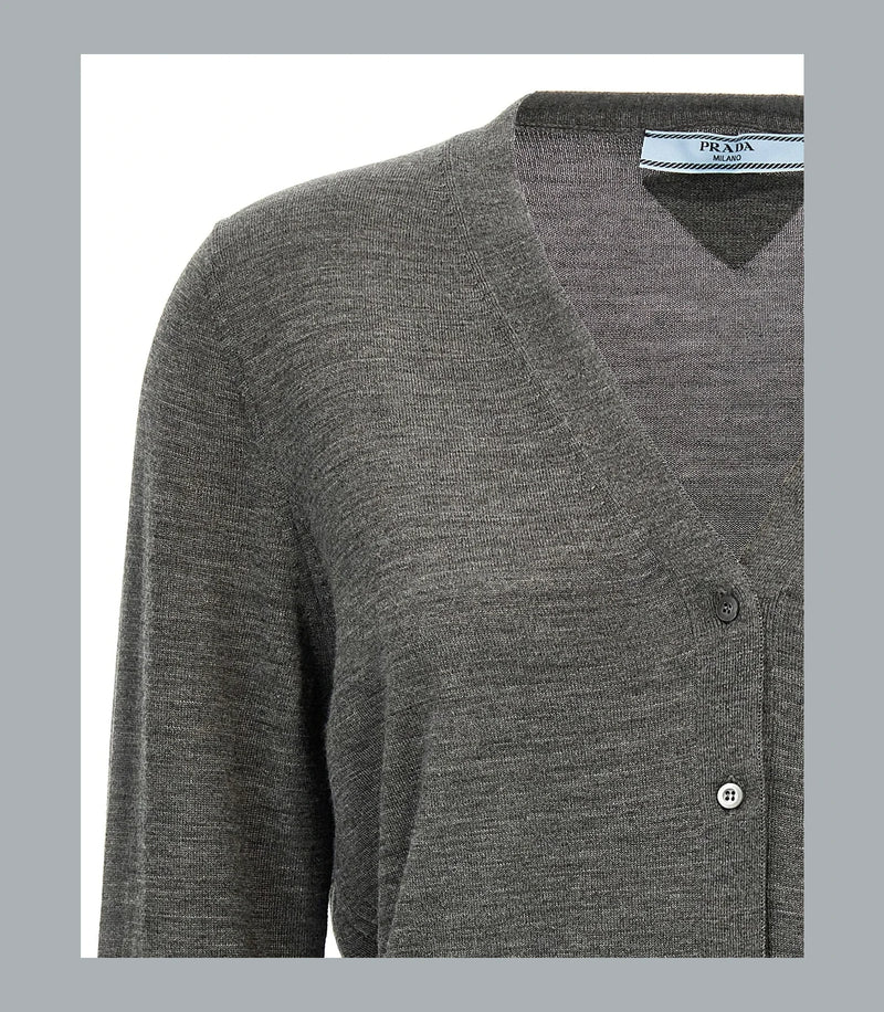 Prada Cardigan in gray, Virgin Wool — view 3