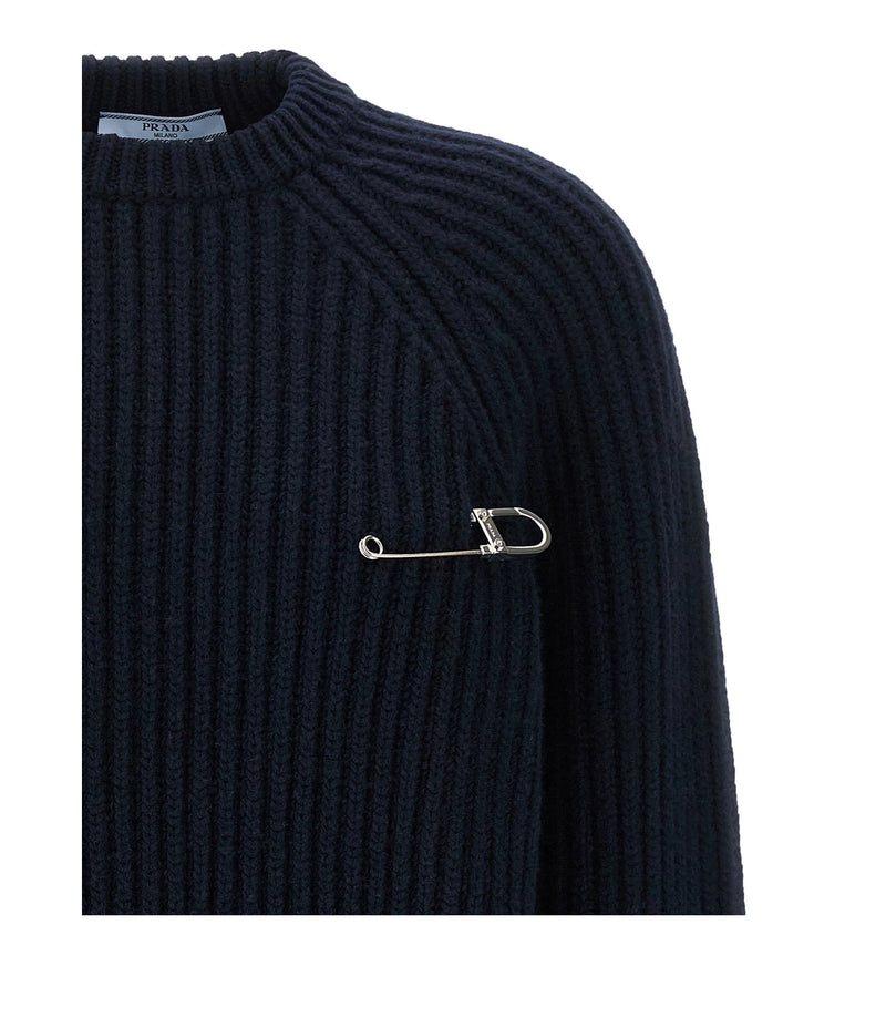 Prada Sweater in navy, Virgin Wool — view 3