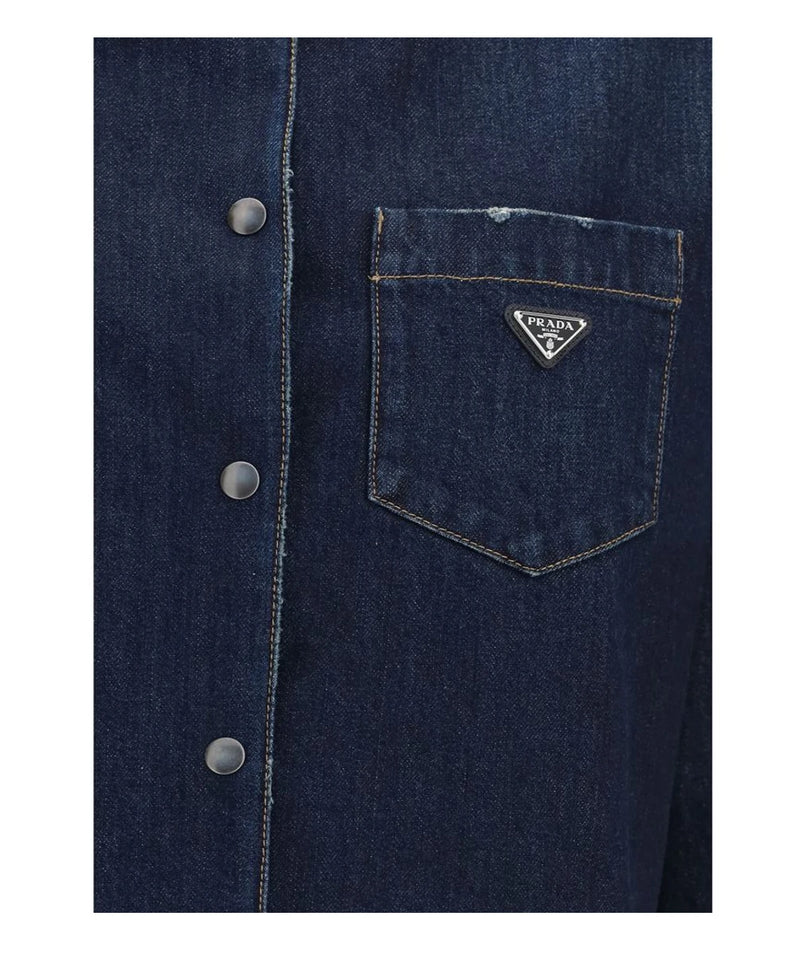 Prada Trucker Jacket in blue, Cotton — view 3