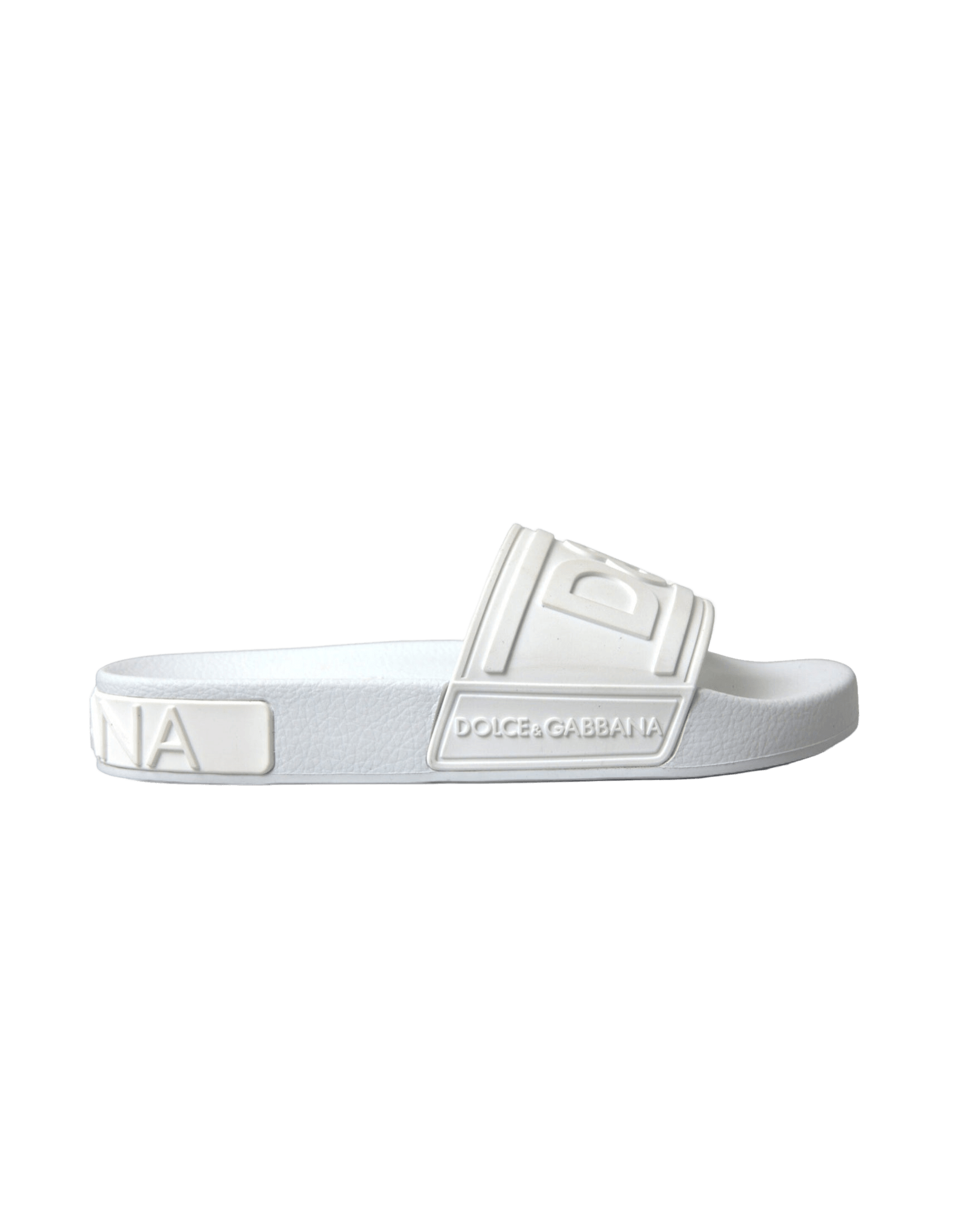 Dolce & Gabbana Elegant Logo White Slides Glam Steals