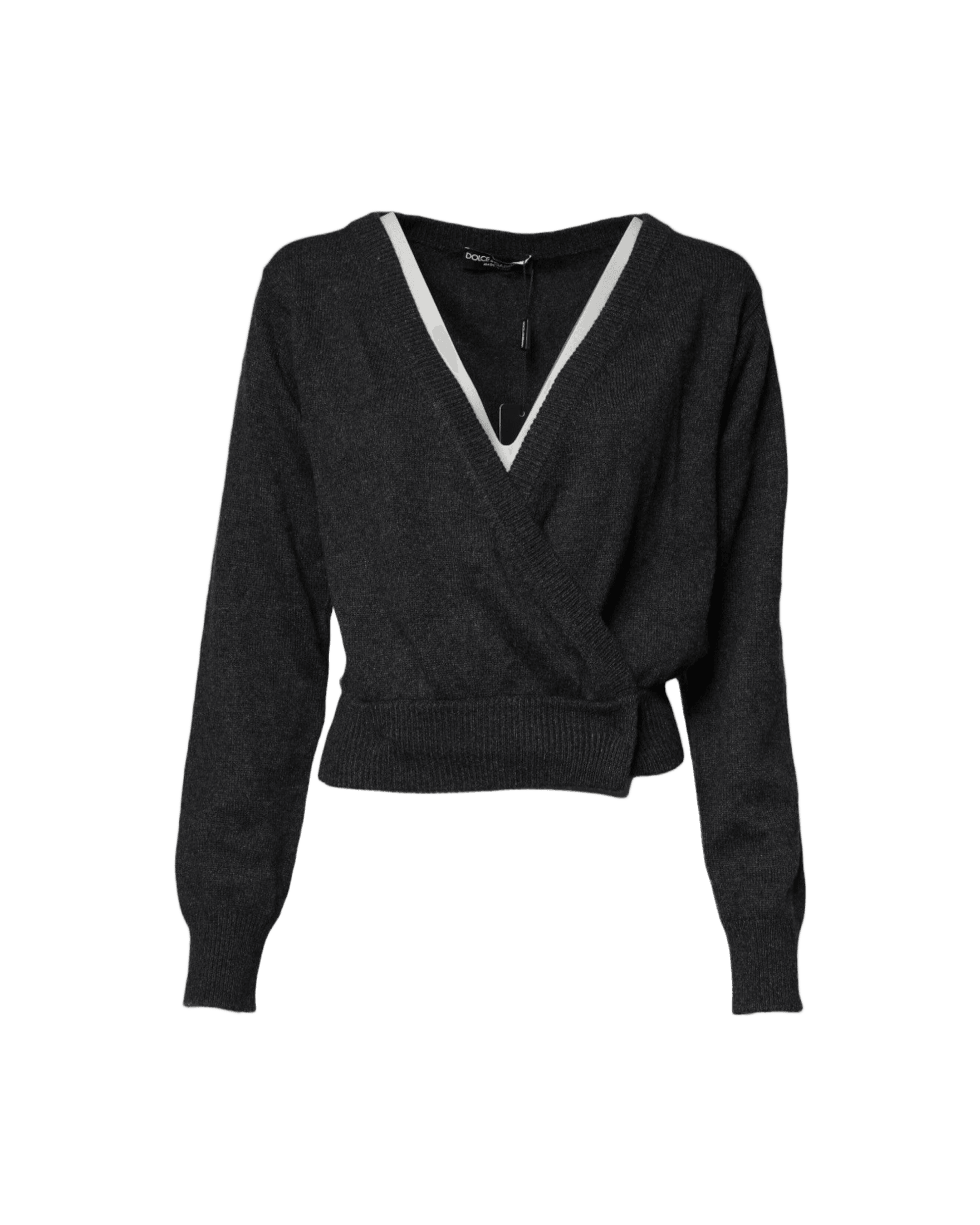 Dolce & Gabbana Grey Cashmere Deep V Neck Pullover Sweater Glam Steals