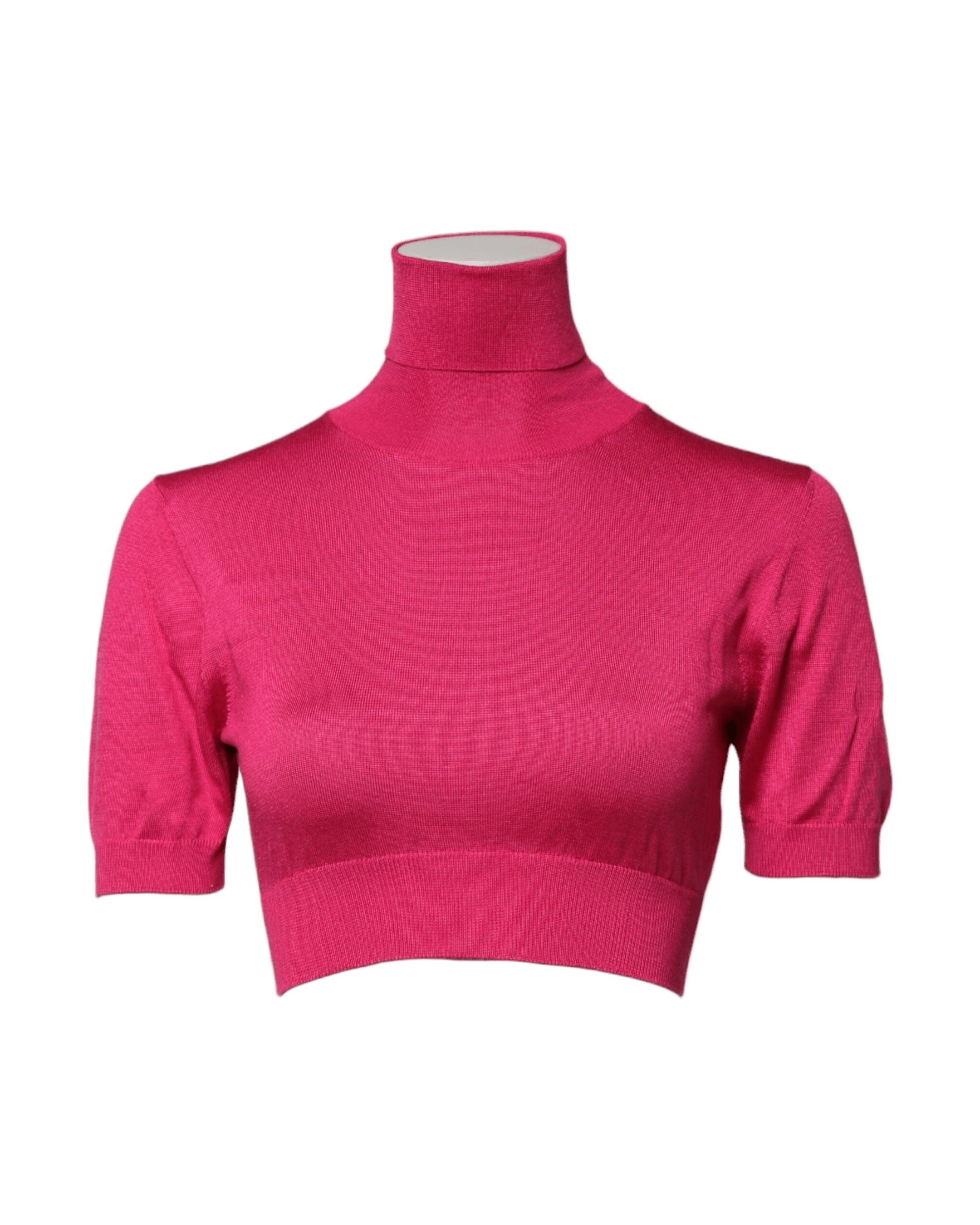 Dolce & Gabbana Pink Silk Knitted Turtleneck Cropped Top Glam Steals