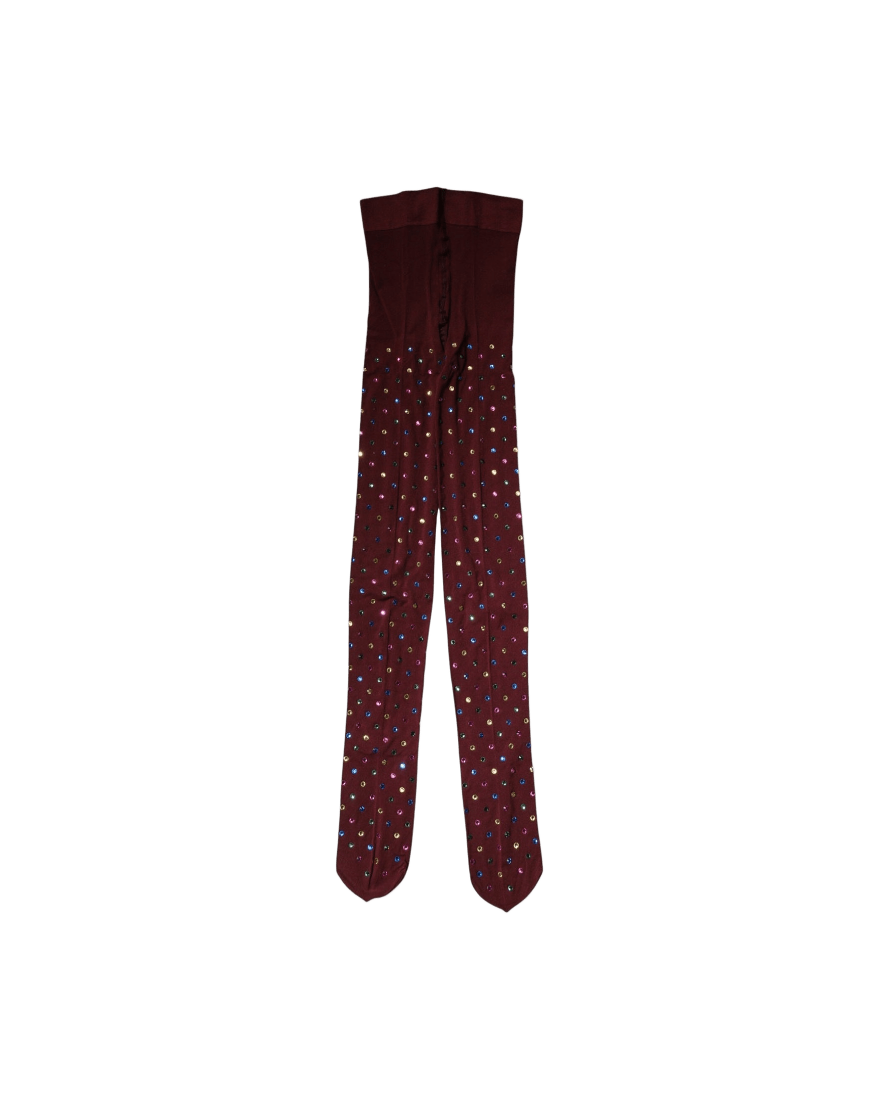 Dolce & Gabbana Nylon Maroon Crystal Embellished Pantyhose Tights Glam Steals