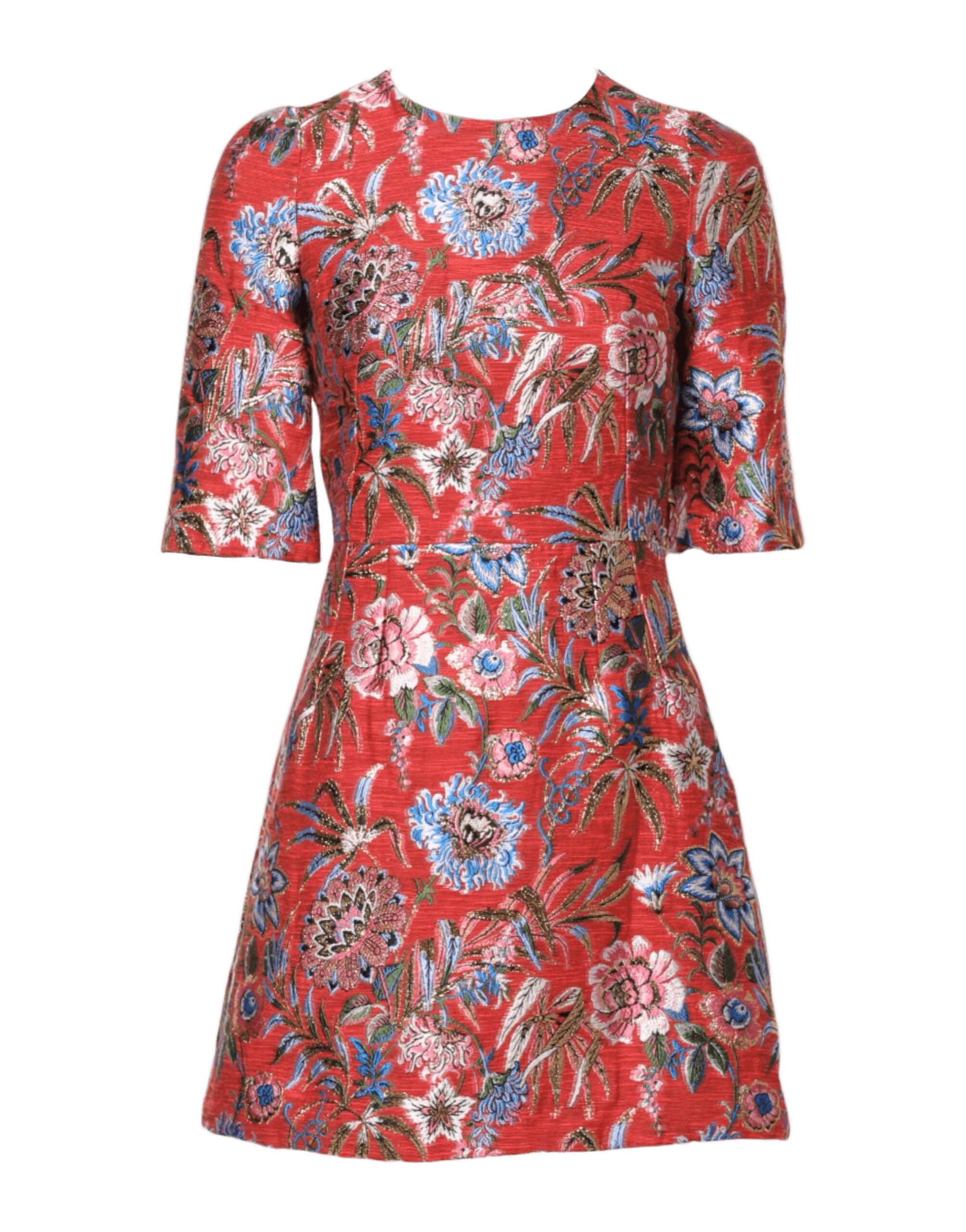 Dolce & Gabbana Red Floral Jacquard A Line Mini Dress Glam Steals